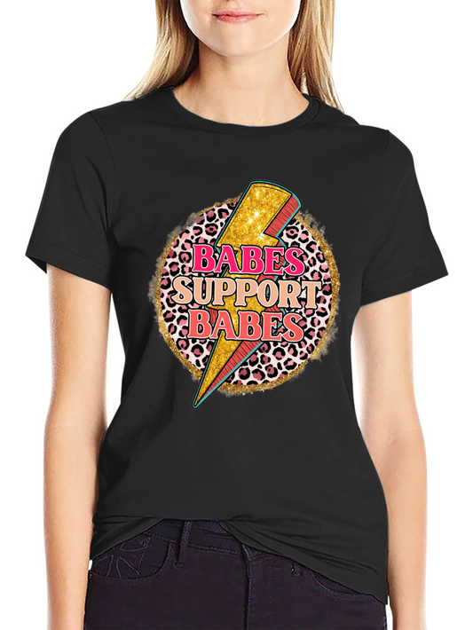 Camiseta Negra con Diseño Babes Support Babes
