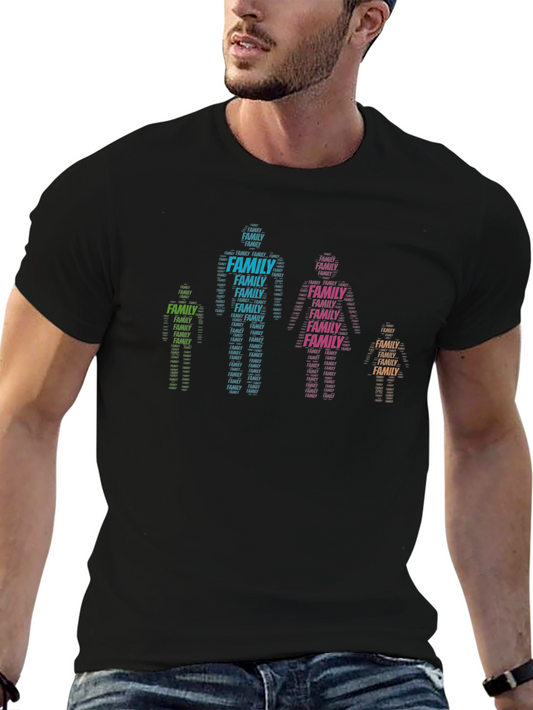 Camiseta Negra con Diseño de Familia de Palabras