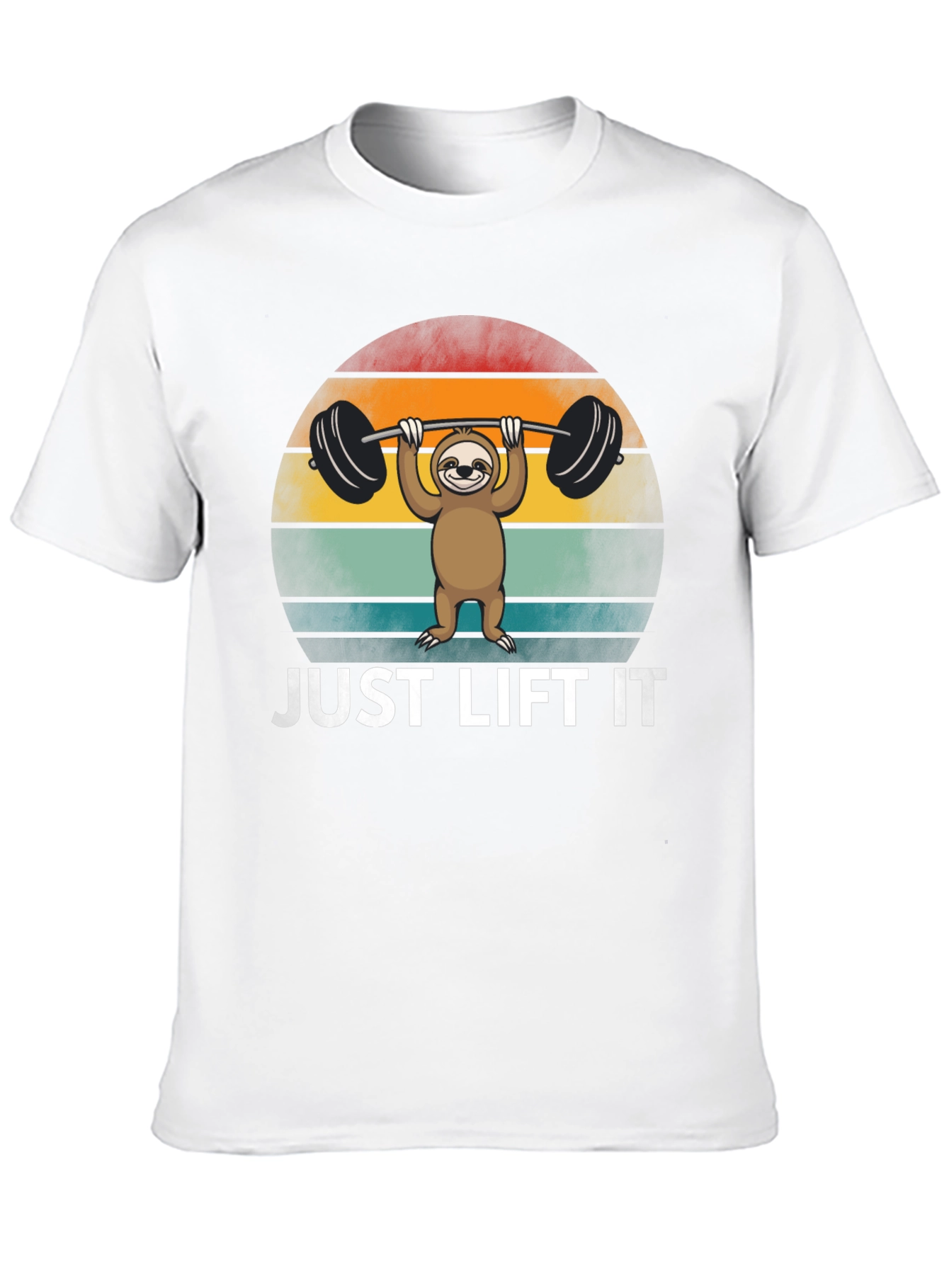 Camiseta Negra con Diseño de Perezoso Levantando Pesas