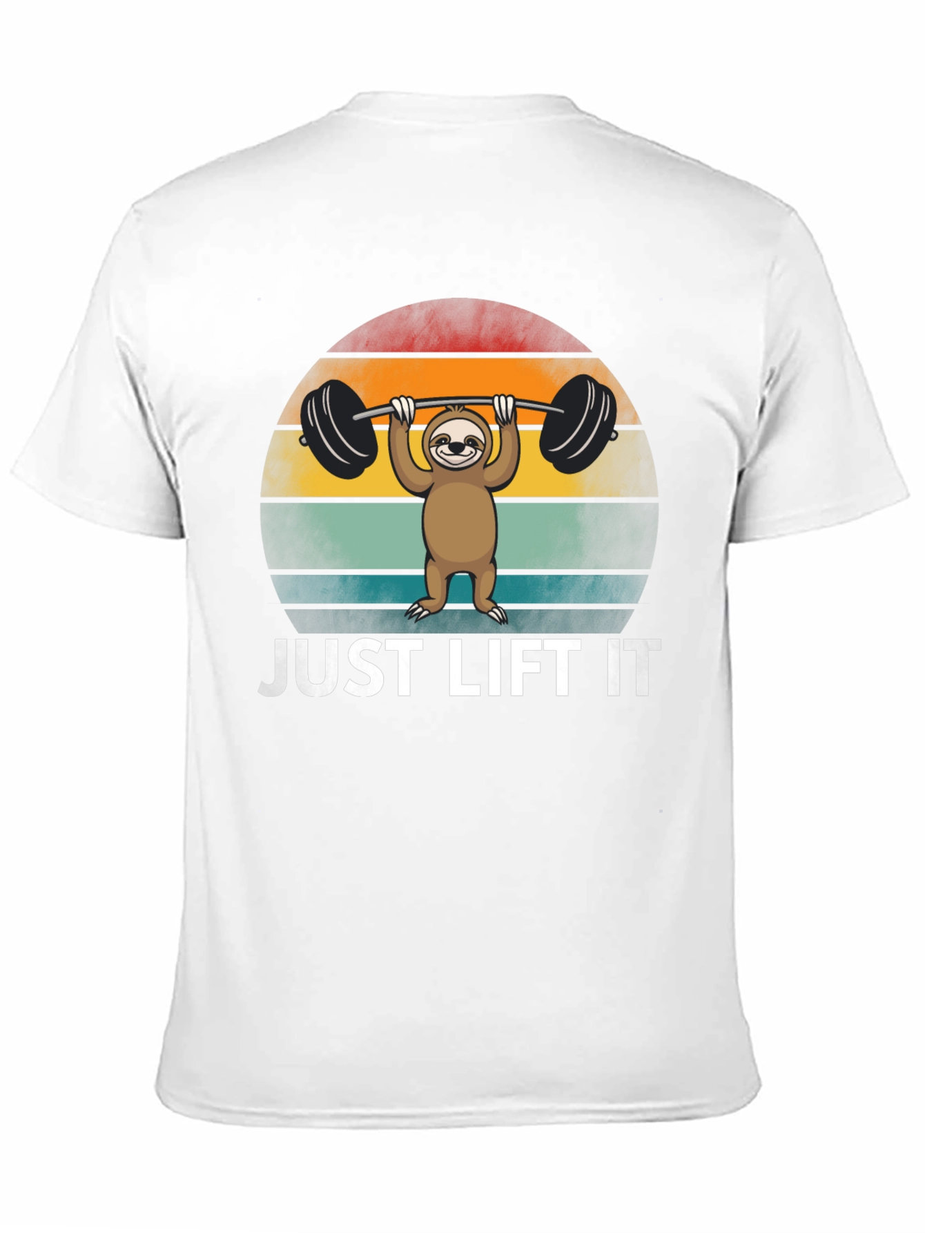 Camiseta Negra con Diseño de Perezoso Levantando Pesas