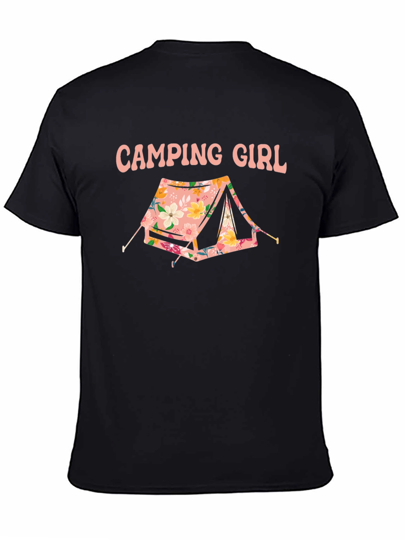 Camiseta Negra Camping Girl Floral