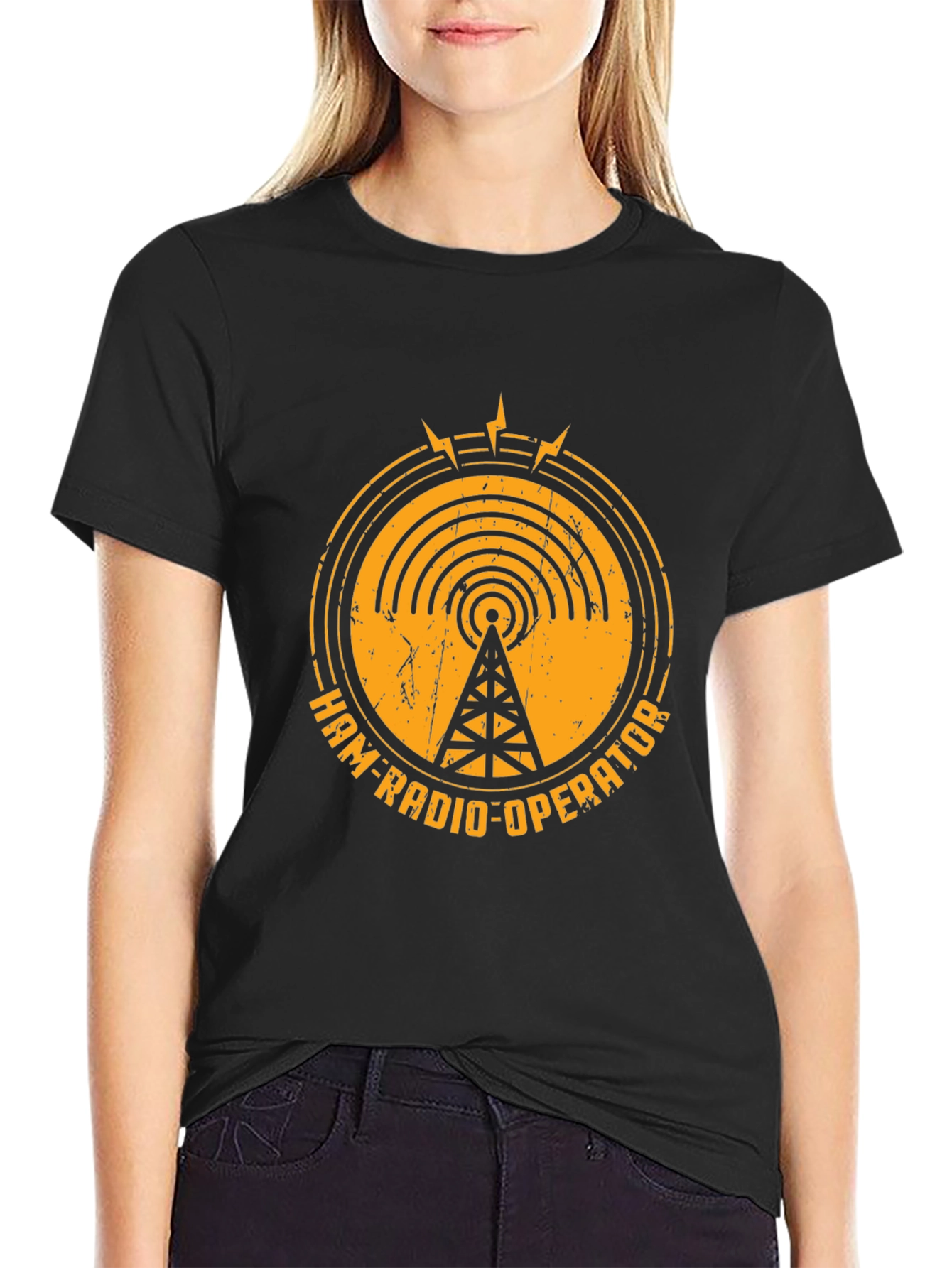 Camiseta Negra Ham-Radio-Operator - Diseño Retro