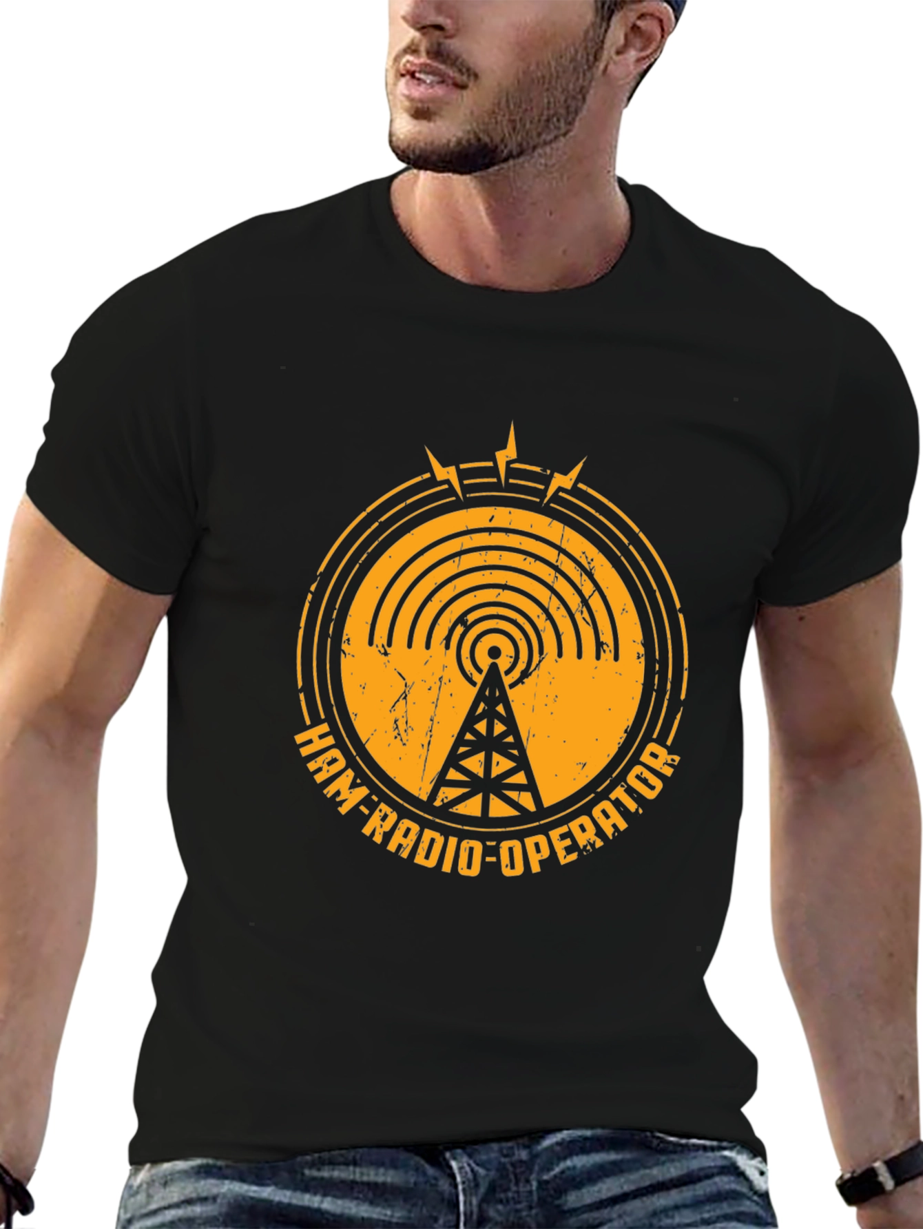Camiseta Negra Ham-Radio-Operator - Diseño Retro
