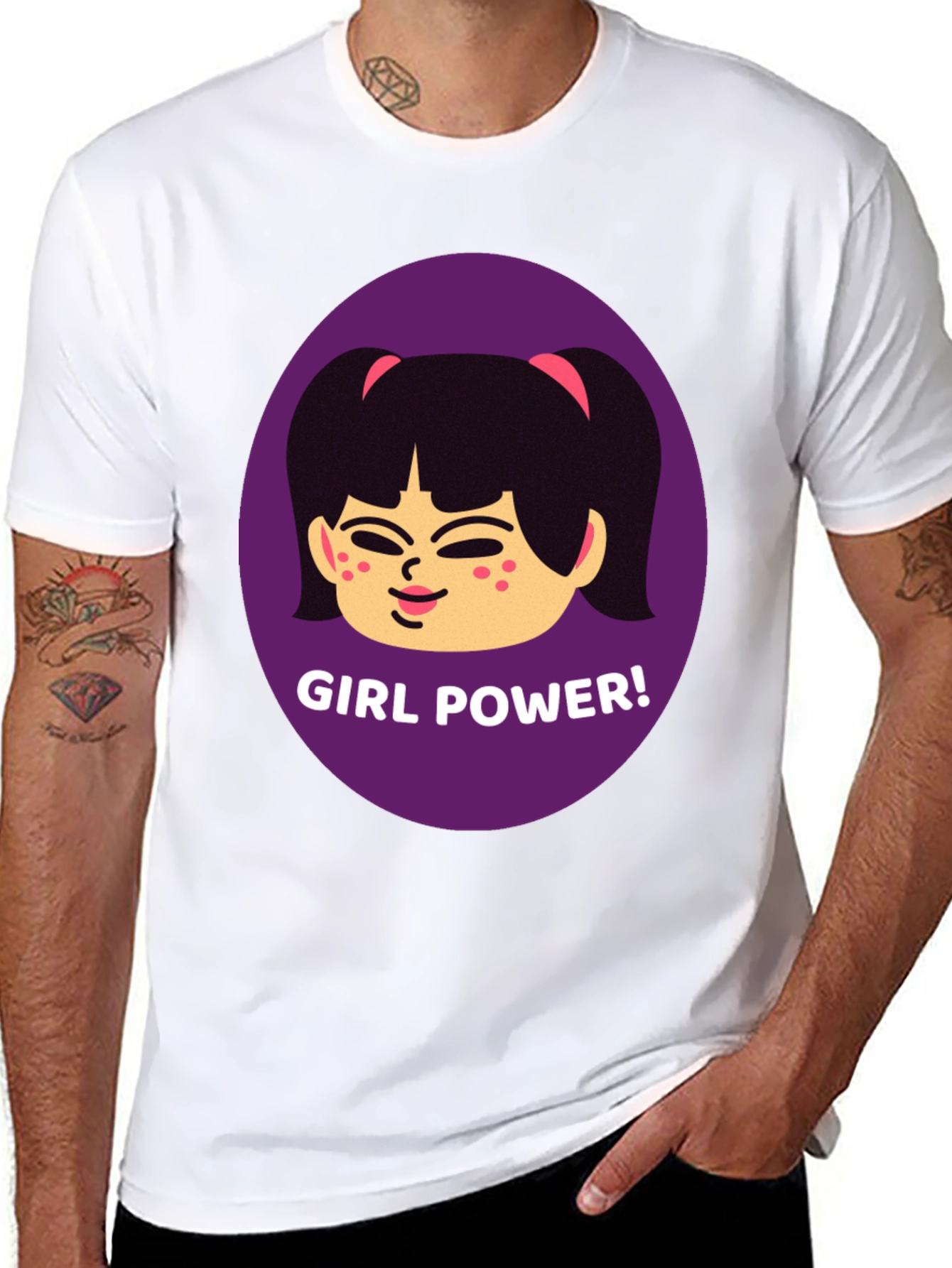 Camiseta Negra con Diseño de Girl Power