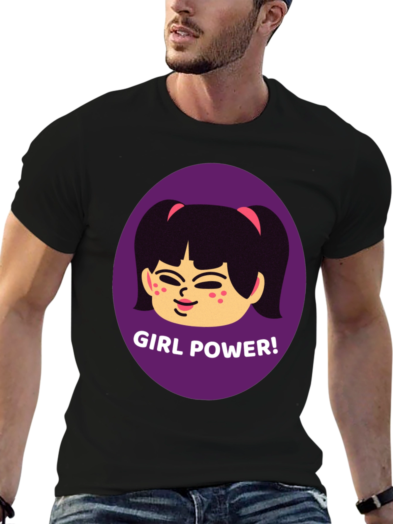 Camiseta Negra con Diseño de Girl Power