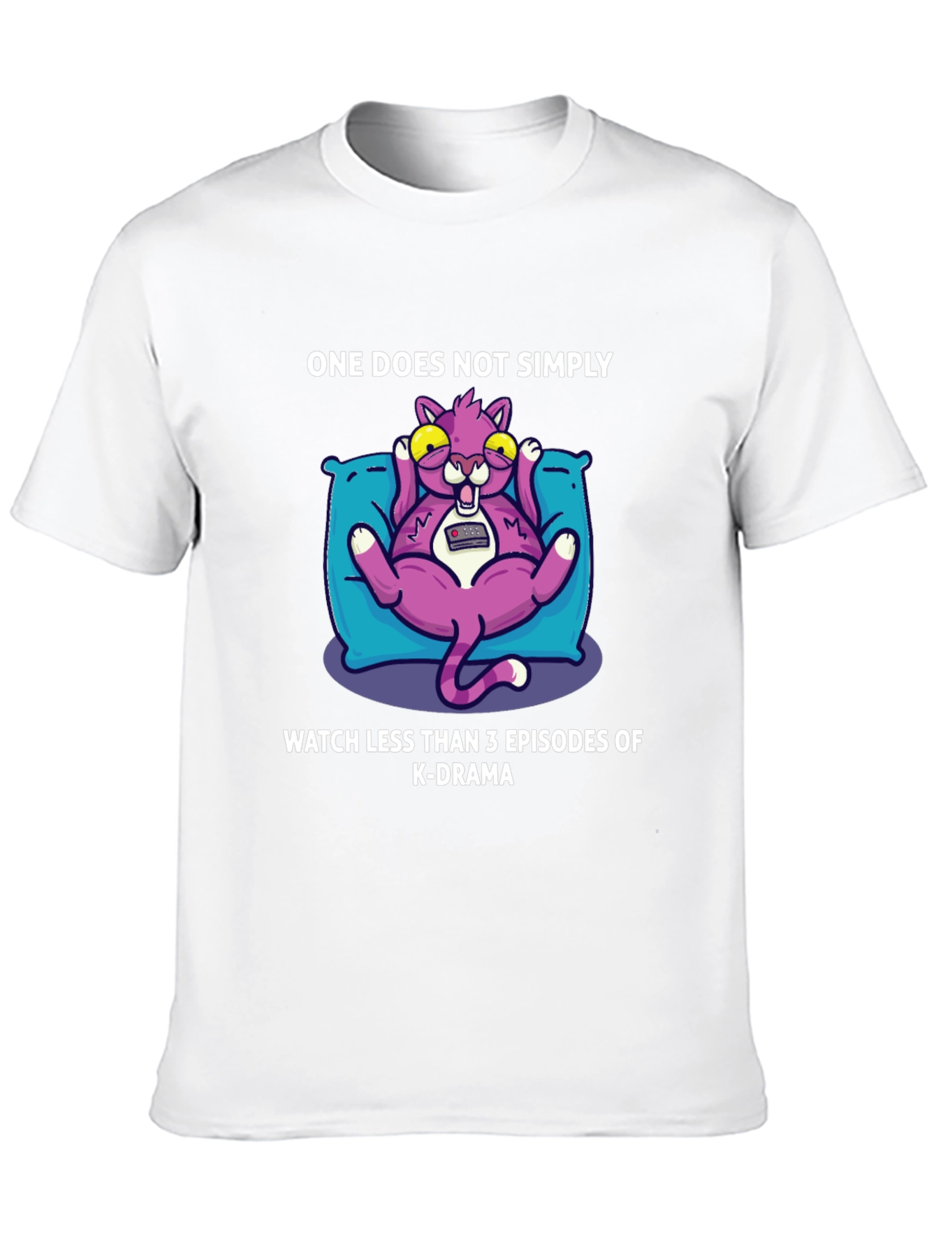 Camiseta Negra con Diseño Divertido de Gato K-Drama