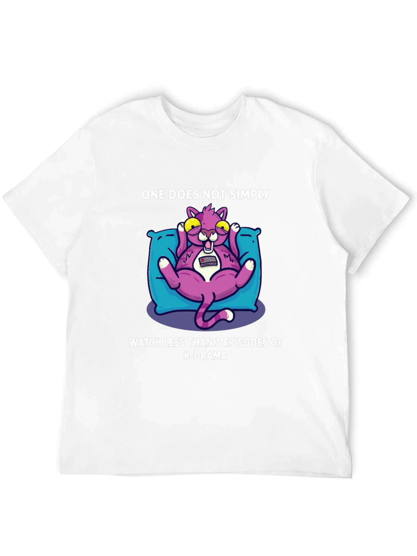 Camiseta Negra con Diseño Divertido de Gato K-Drama