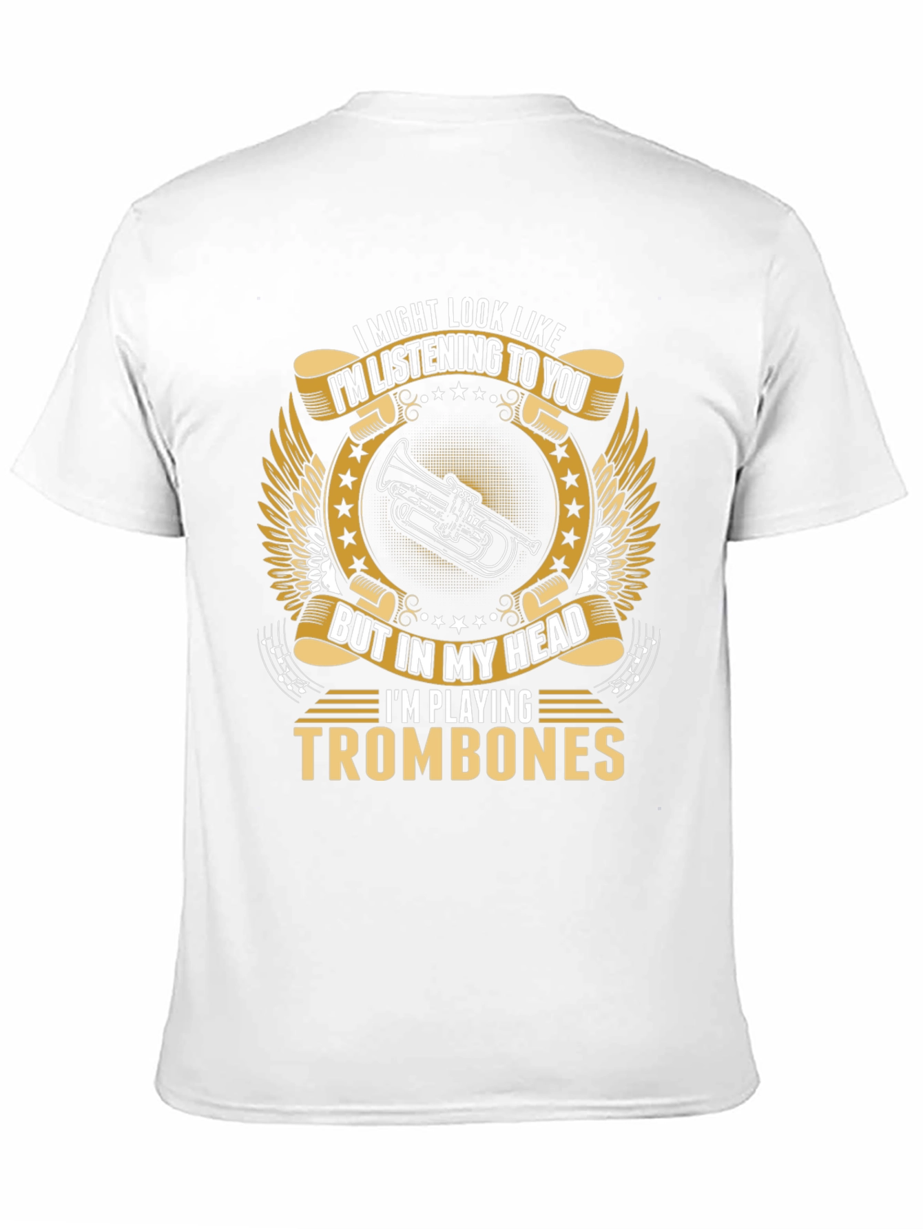 Camiseta Negra con Diseño de Trombones