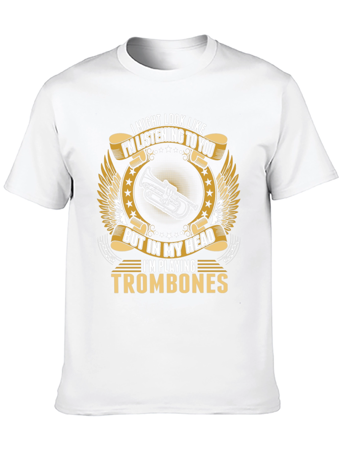 Camiseta Negra con Diseño de Trombones