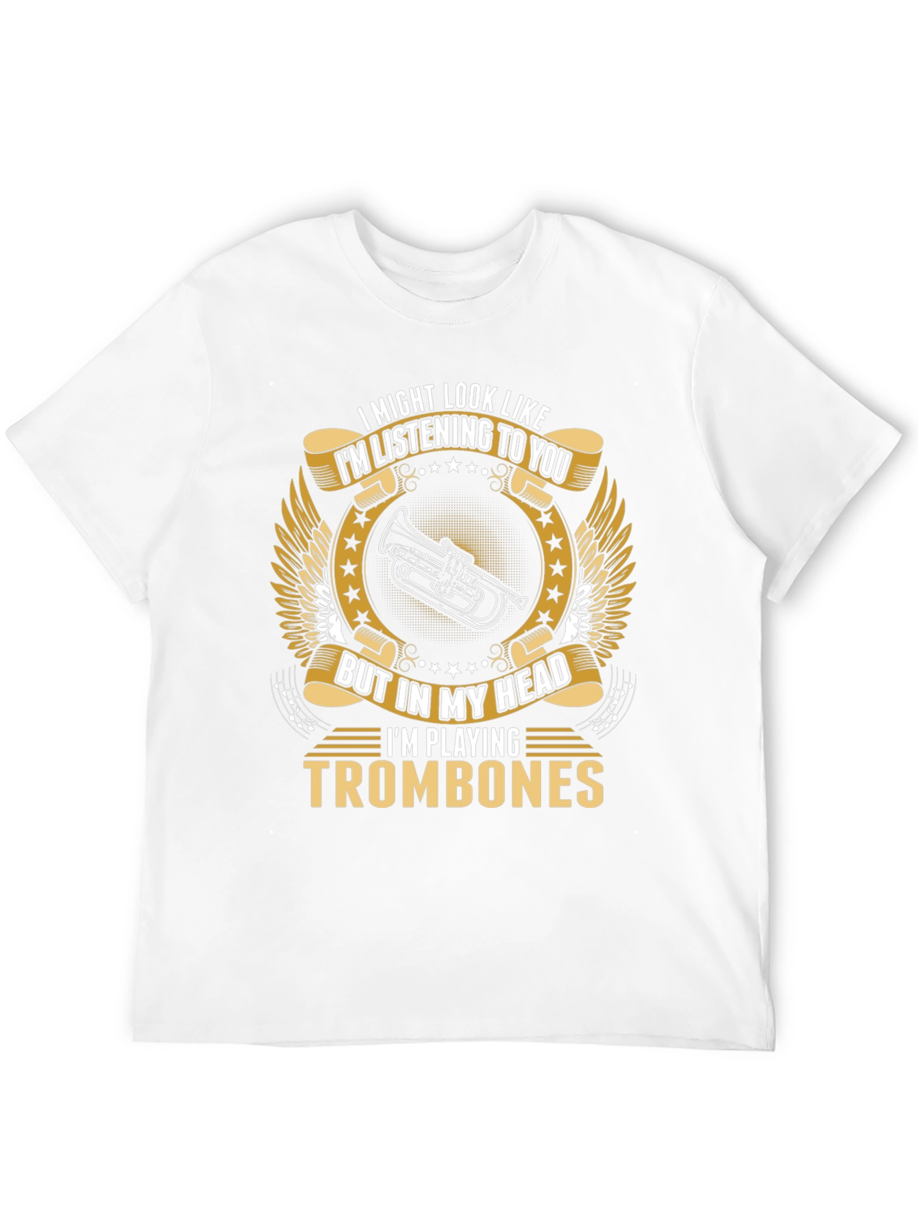 Camiseta Negra con Diseño de Trombones