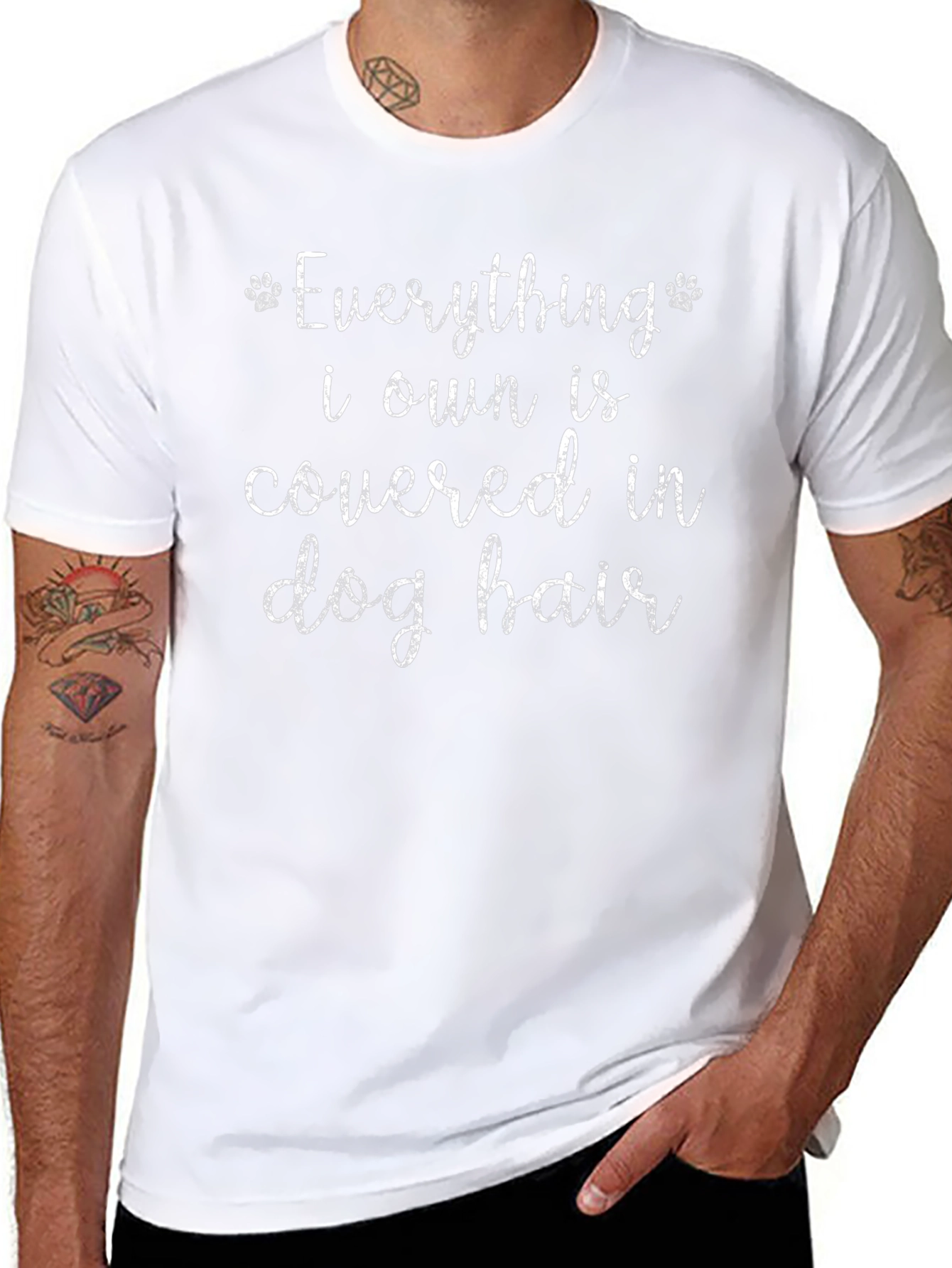 Camiseta Negra con Texto Divertido Pelo de Perro
