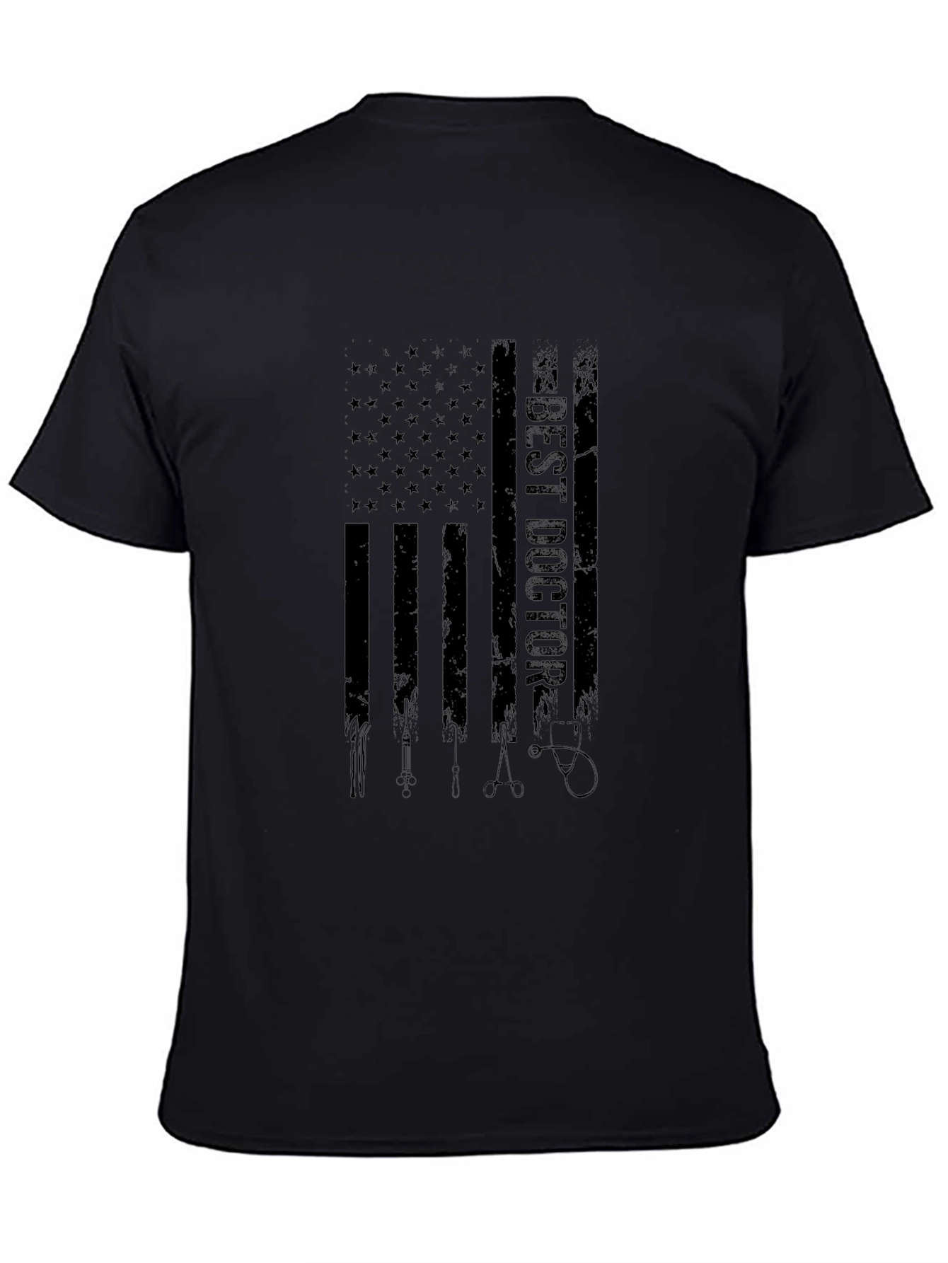 Camiseta Negra Best Doctor Estilo Bandera Americana