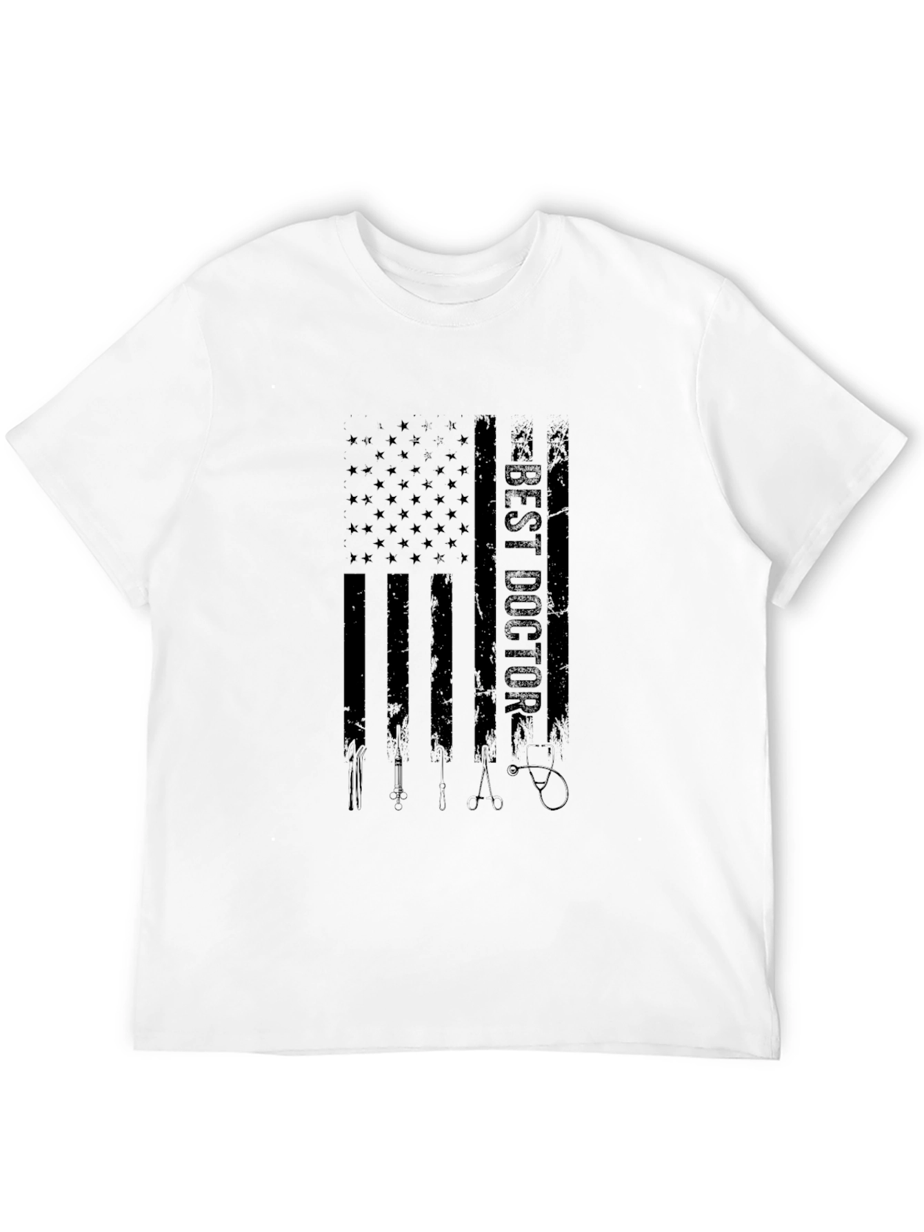 Camiseta Negra Best Doctor Estilo Bandera Americana