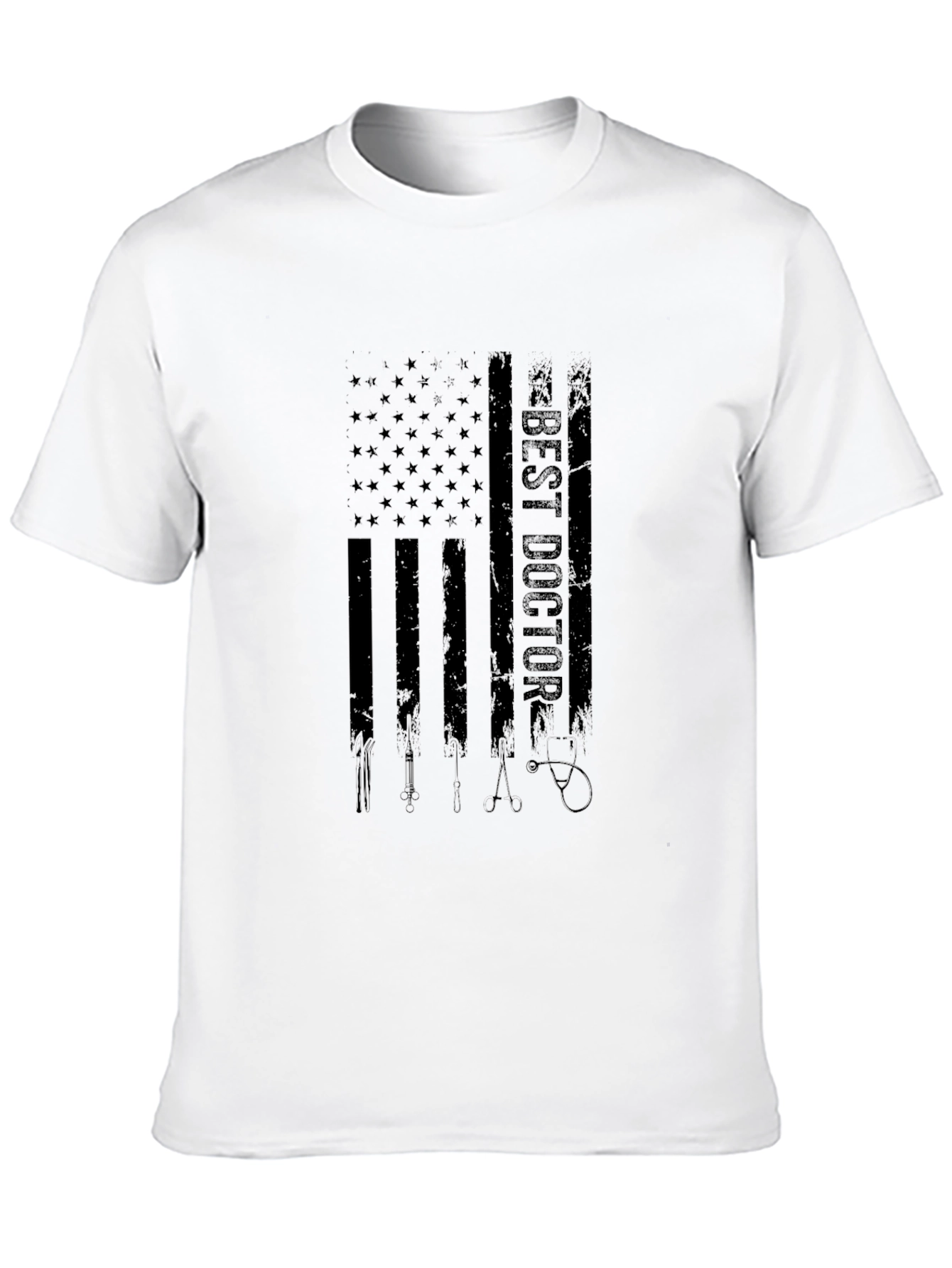 Camiseta Negra Best Doctor Estilo Bandera Americana
