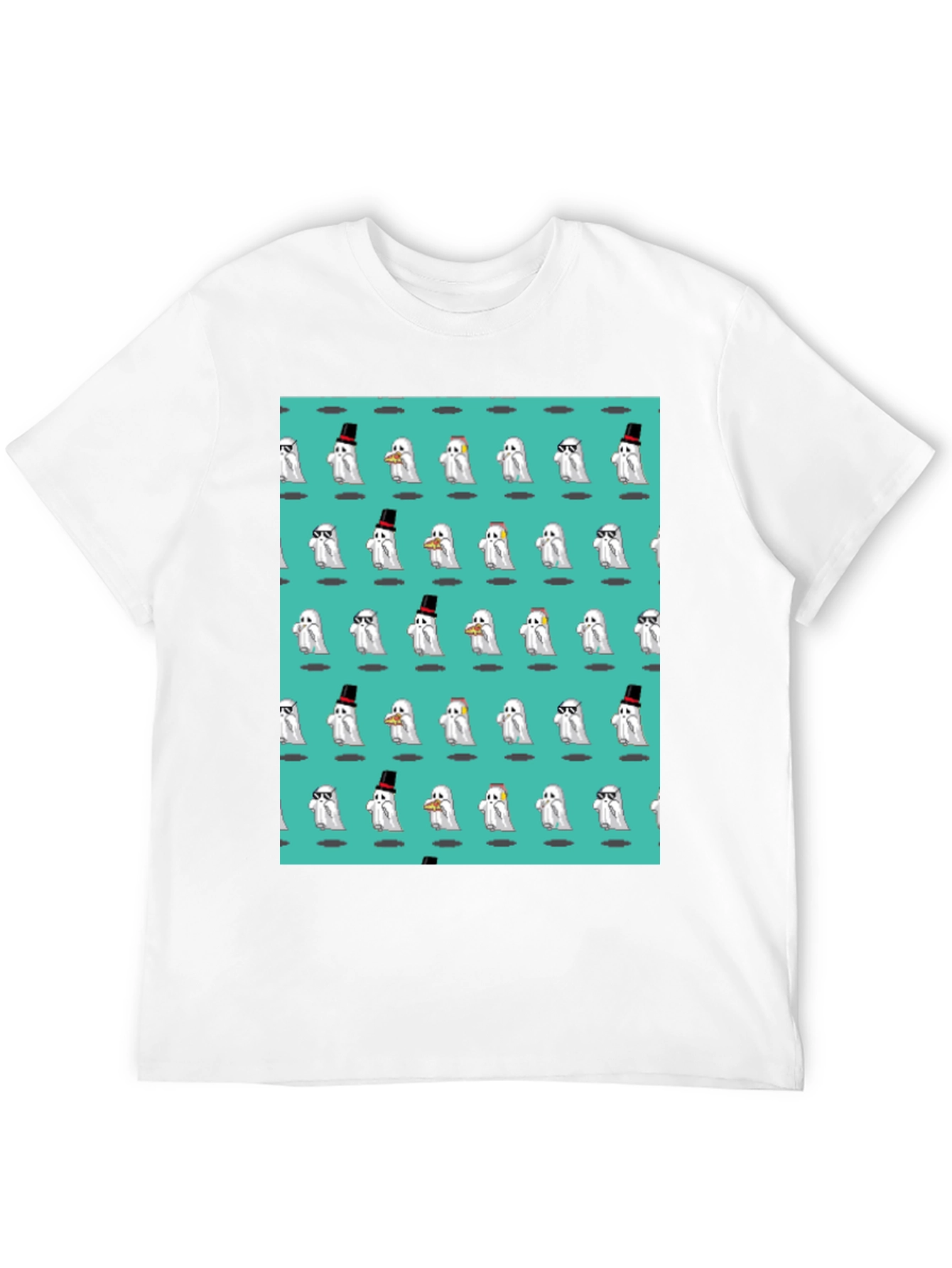 Camiseta Negra con Estampado de Fantasmas Divertidos