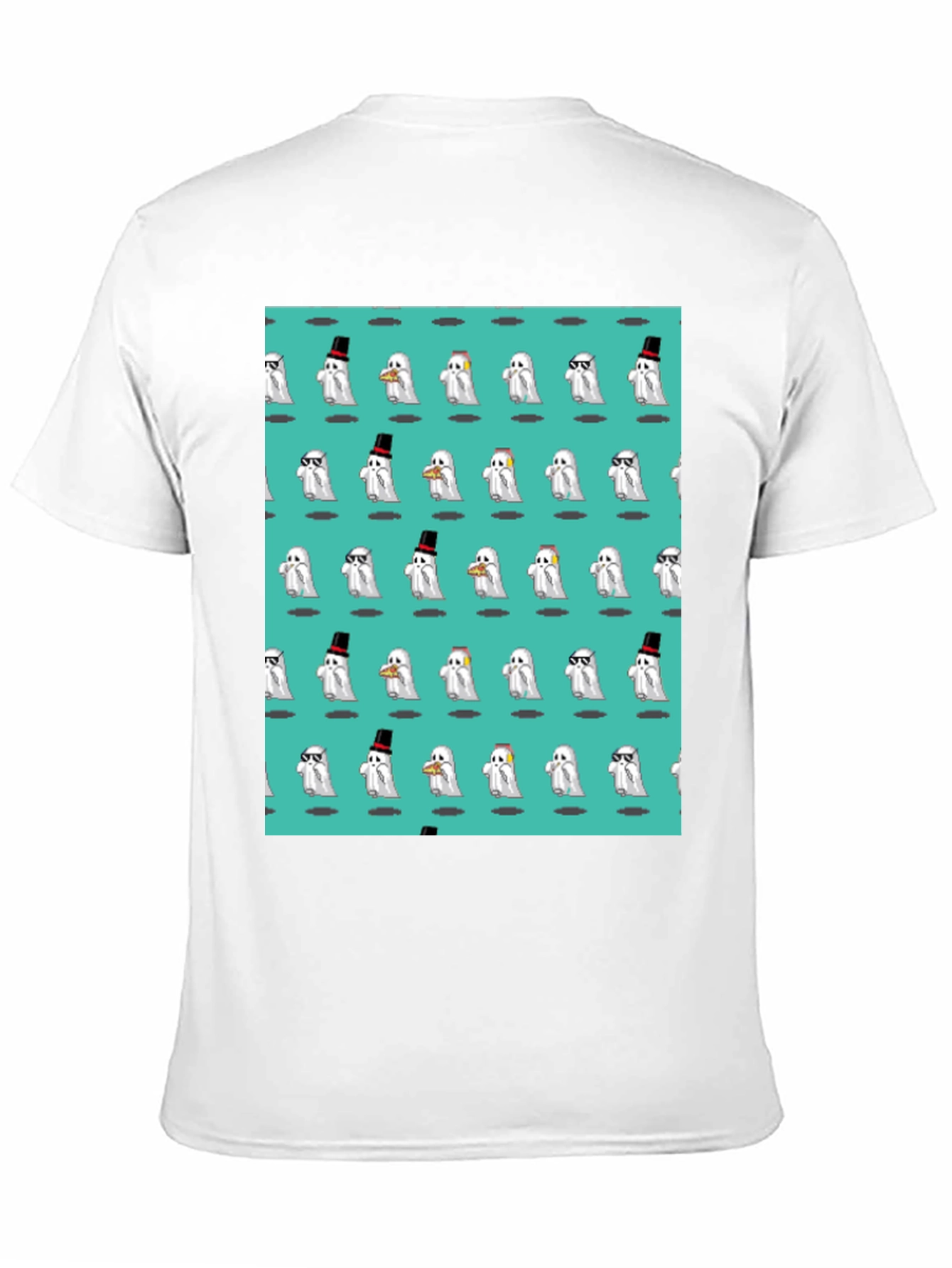 Camiseta Negra con Estampado de Fantasmas Divertidos