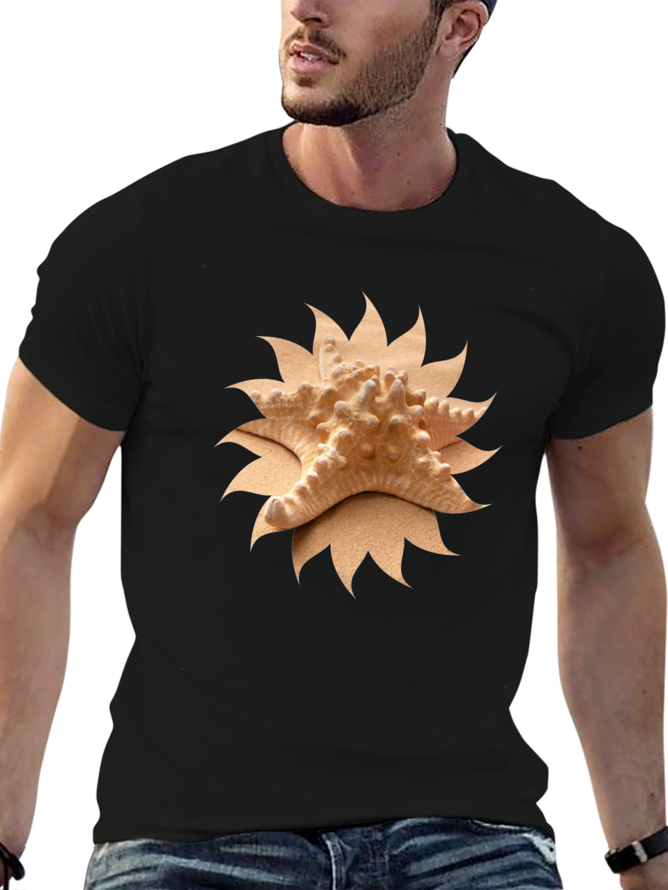 Camiseta Negra con Estrella de Mar