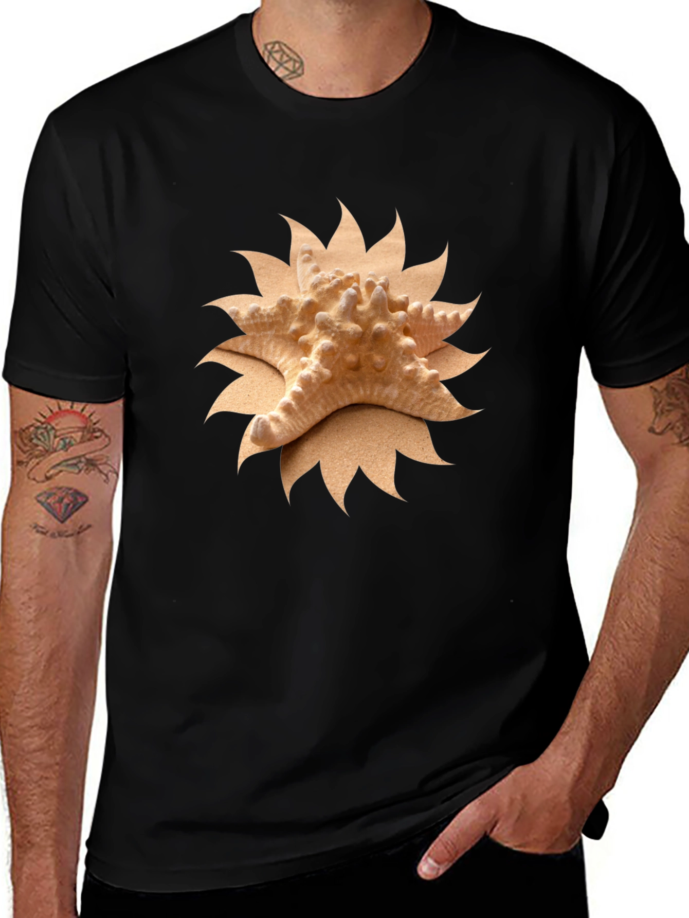 Camiseta Negra con Estrella de Mar