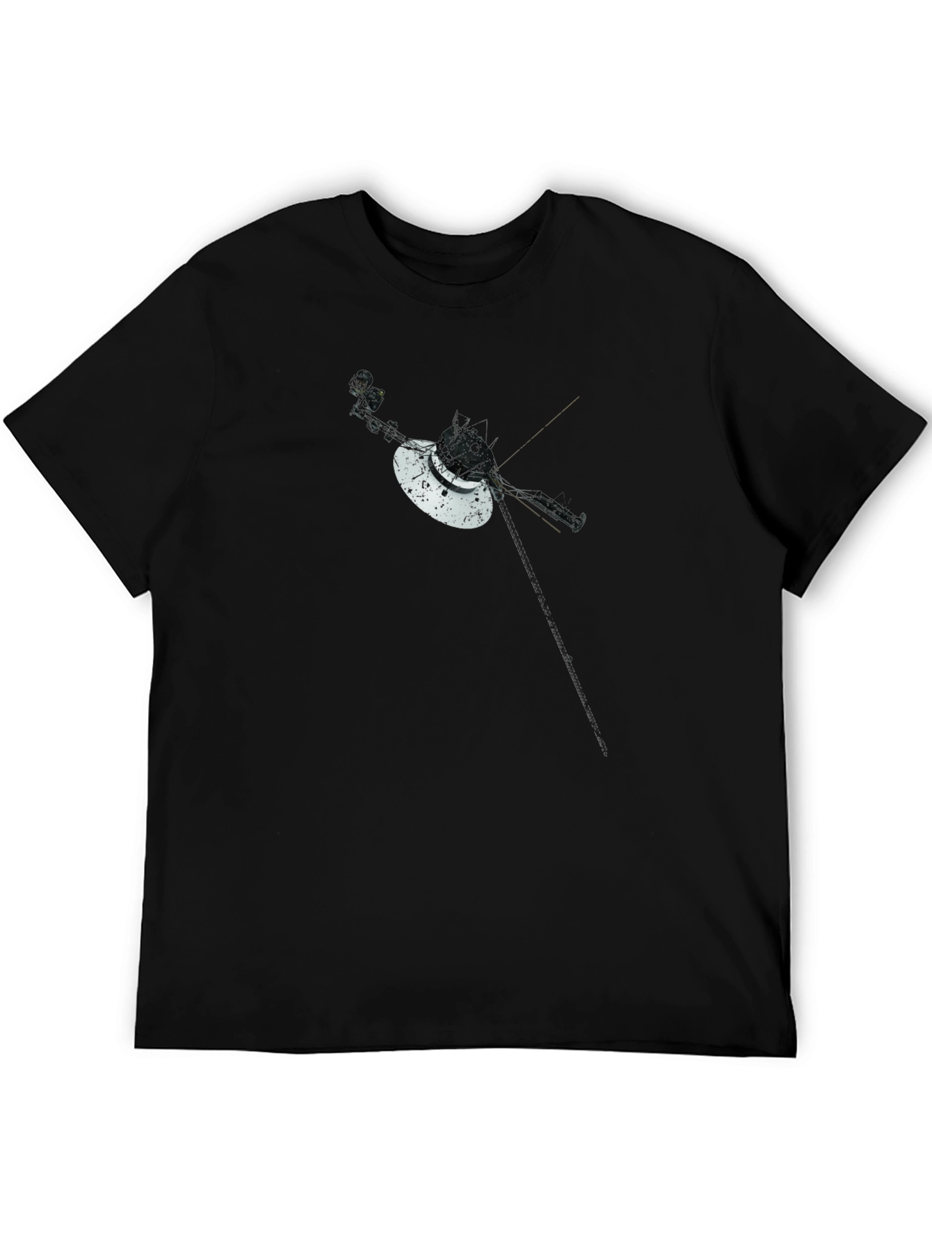 Camiseta Negra con Diseño de Satélite Voyager