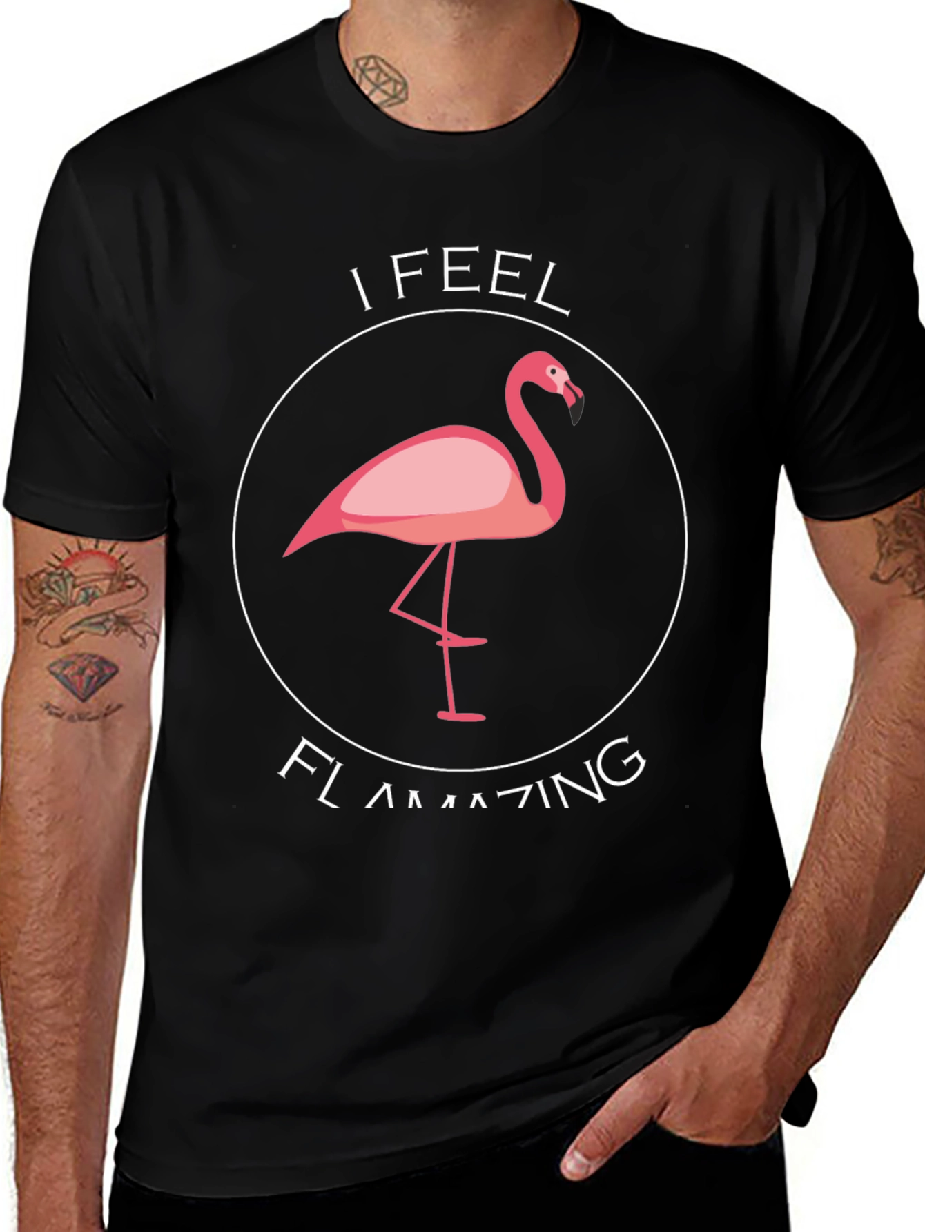 Camiseta Negra Flamingo Flamazing