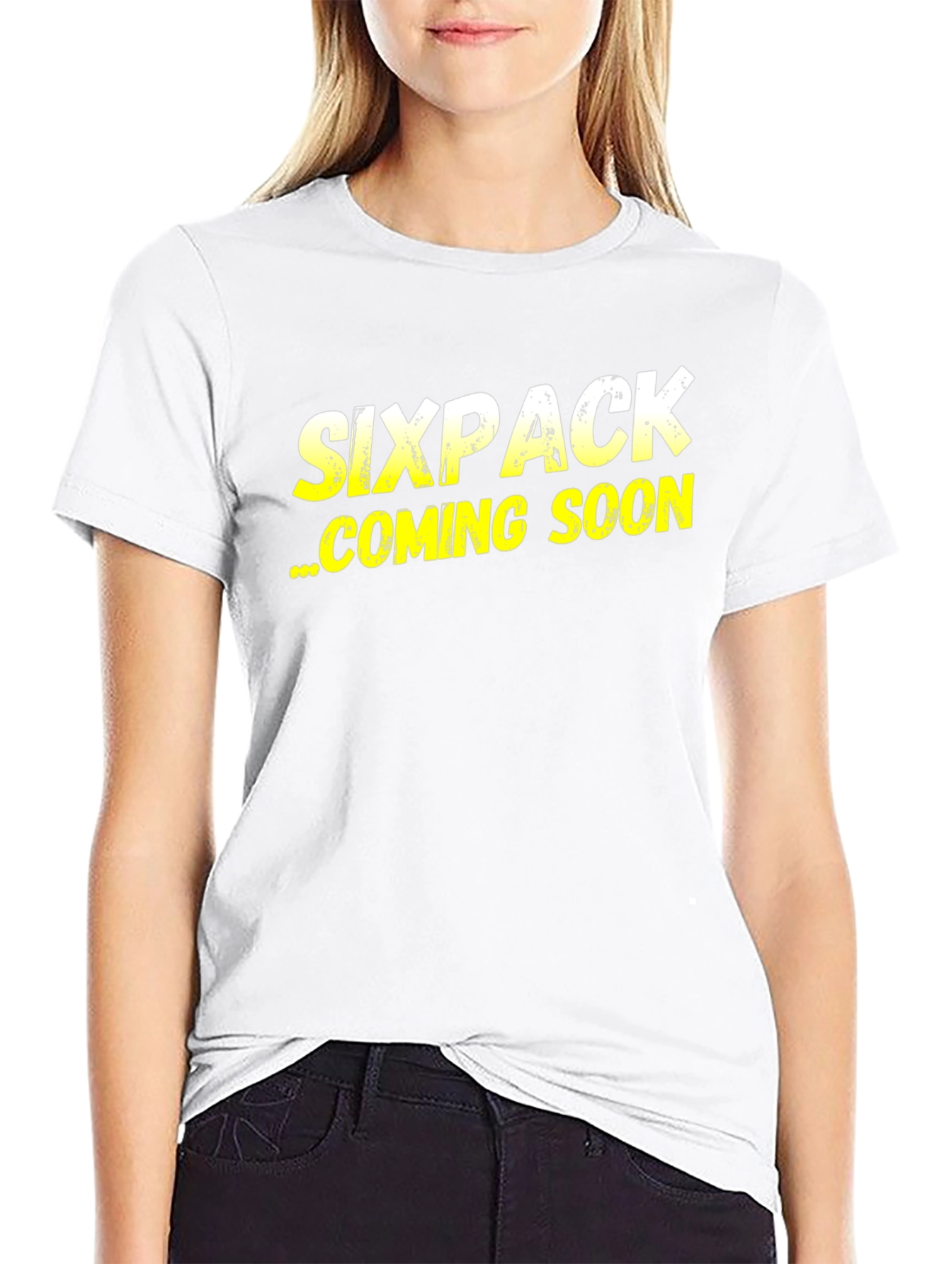 Camiseta Negra Sixpack Coming Soon Divertida