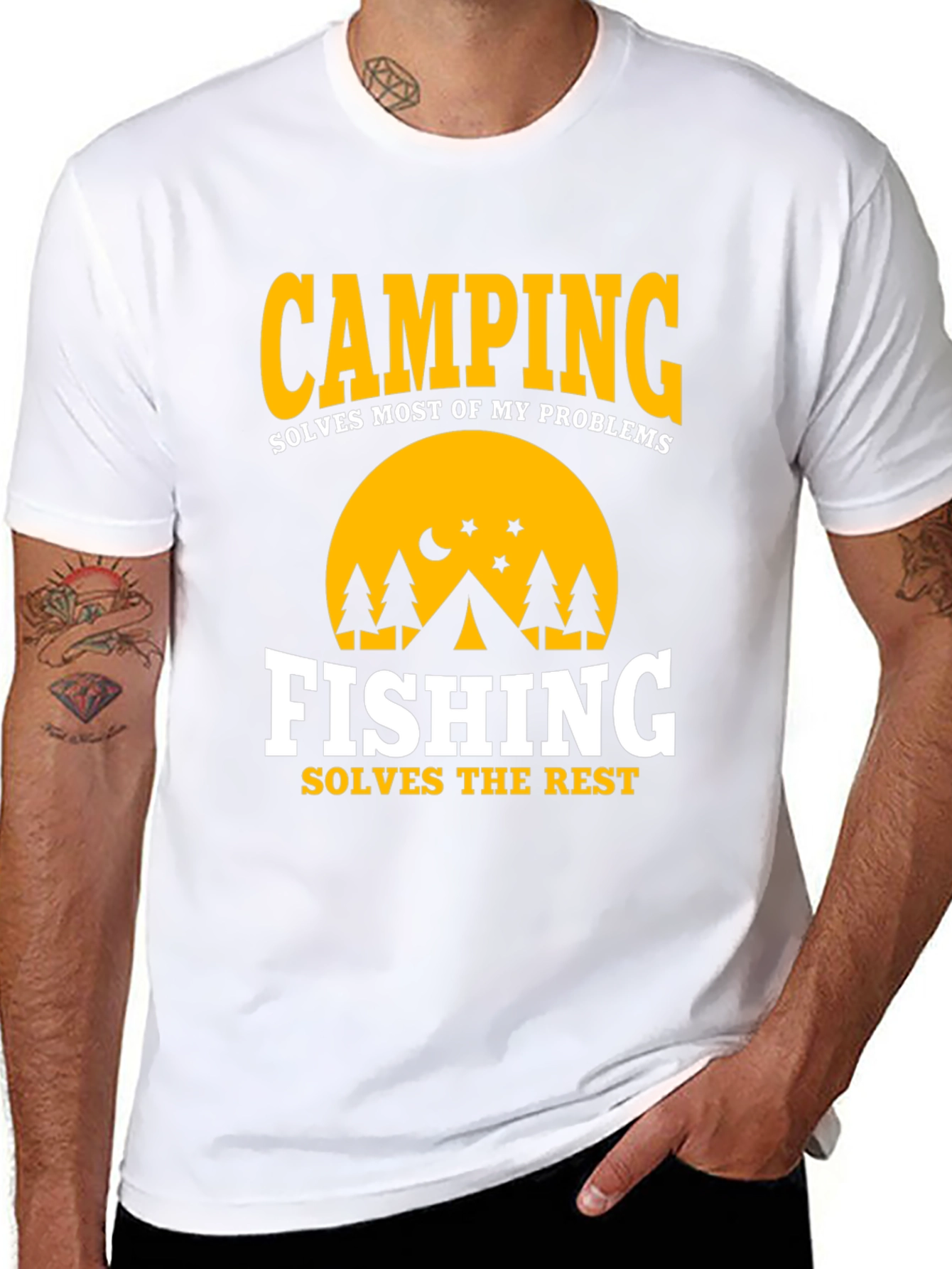 Camiseta Negra Camping & Fishing Soluciones