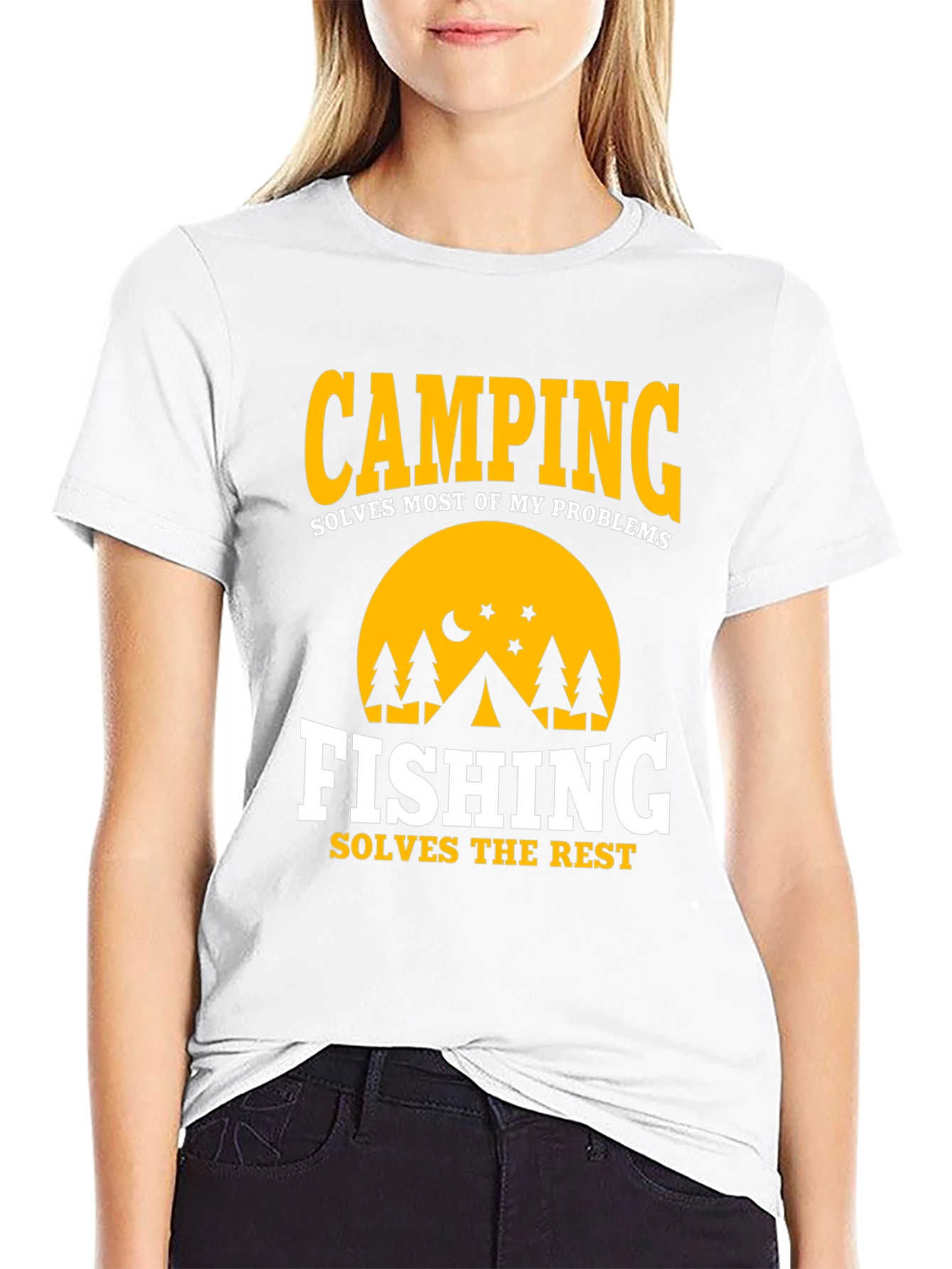 Camiseta Negra Camping & Fishing Soluciones