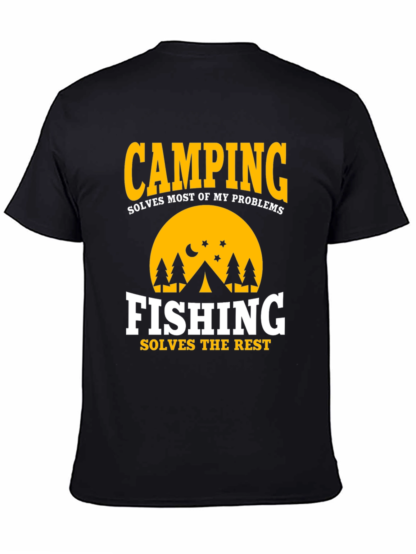 Camiseta Negra Camping & Fishing Soluciones