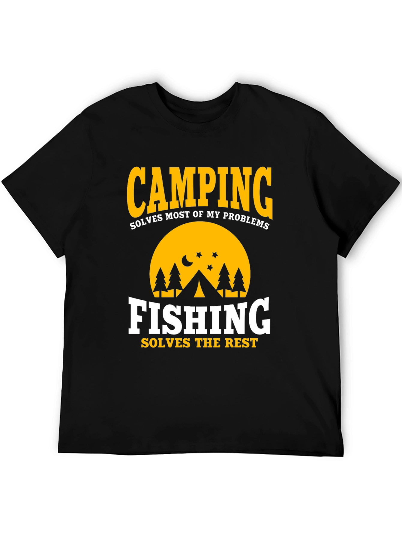 Camiseta Negra Camping & Fishing Soluciones