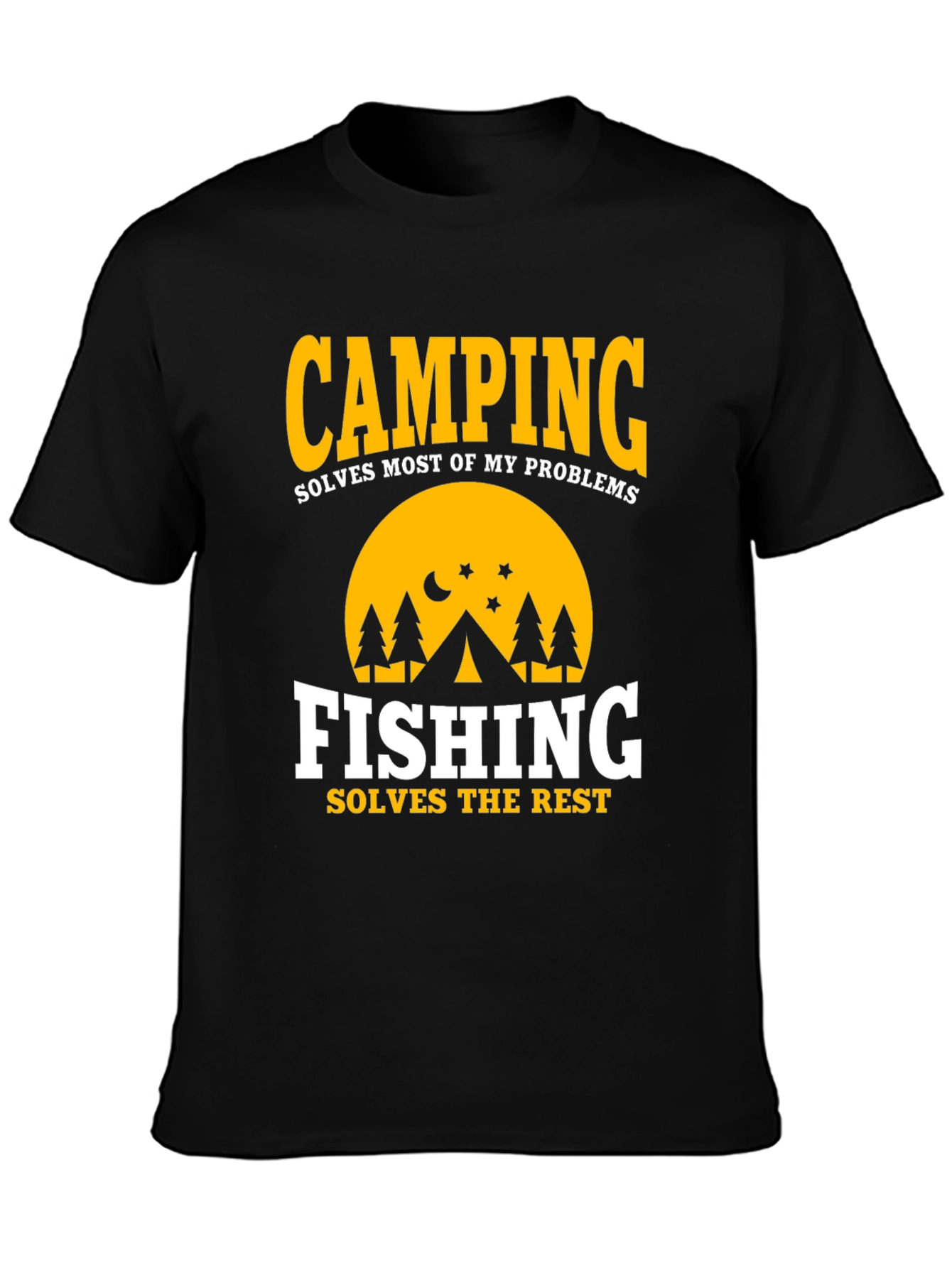 Camiseta Negra Camping & Fishing Soluciones