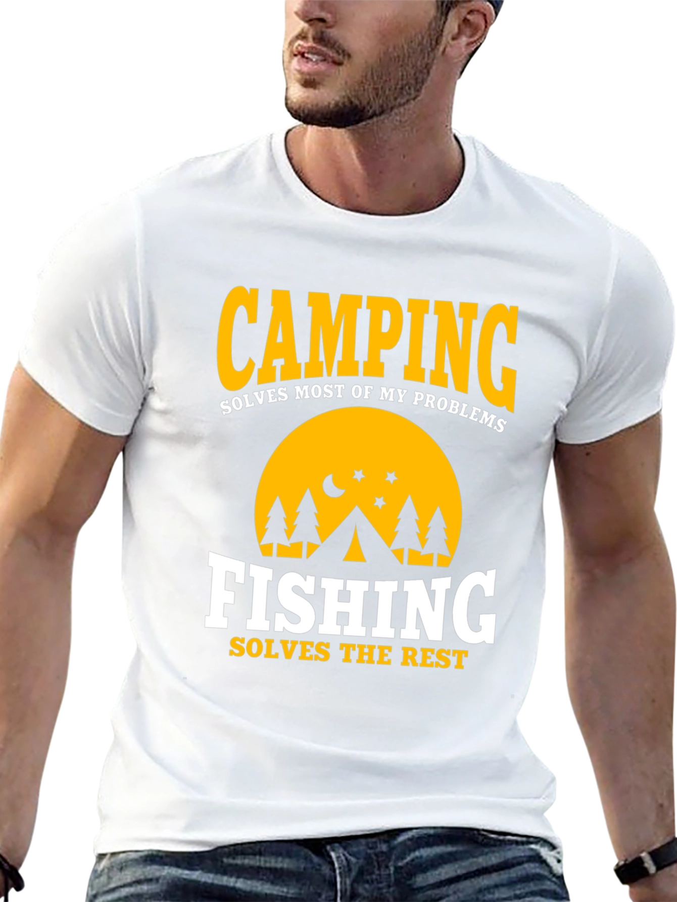 Camiseta Negra Camping & Fishing Soluciones