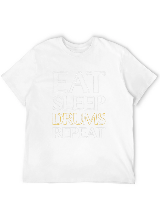 Camiseta Negra Eat Sleep Drums Repeat Unisex