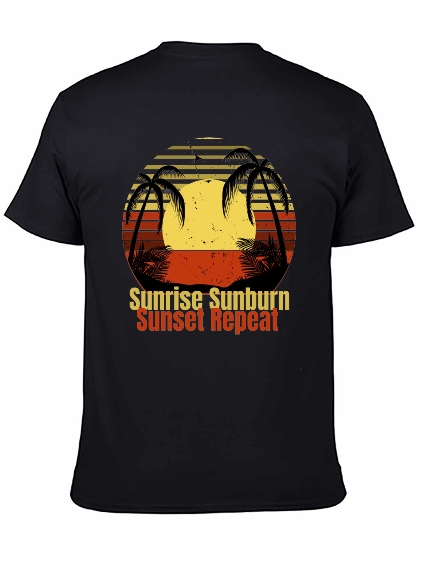 Camiseta Negra Sunrise Sunburn Sunset Repeat