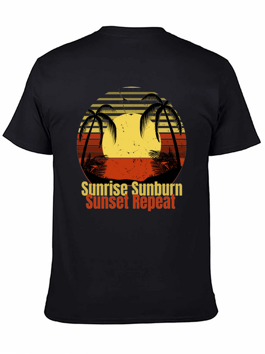 Camiseta Negra Sunrise Sunburn Sunset Repeat
