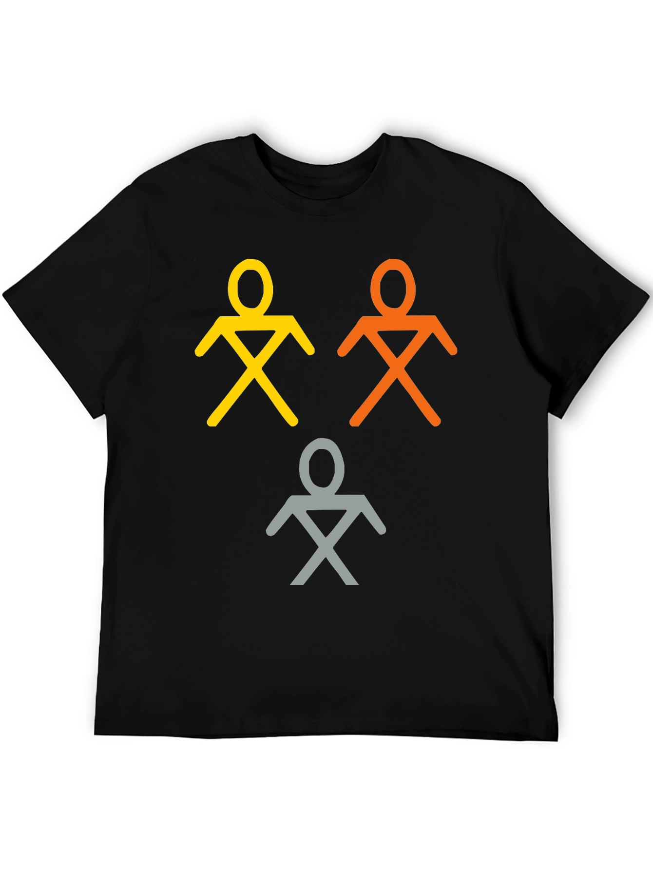 Camiseta Negra con Figuras Abstractas de Personas