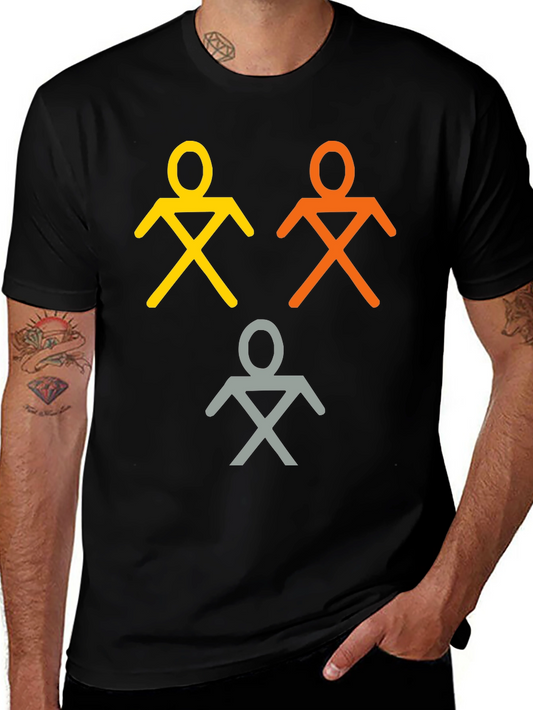 Camiseta Negra con Figuras Abstractas de Personas