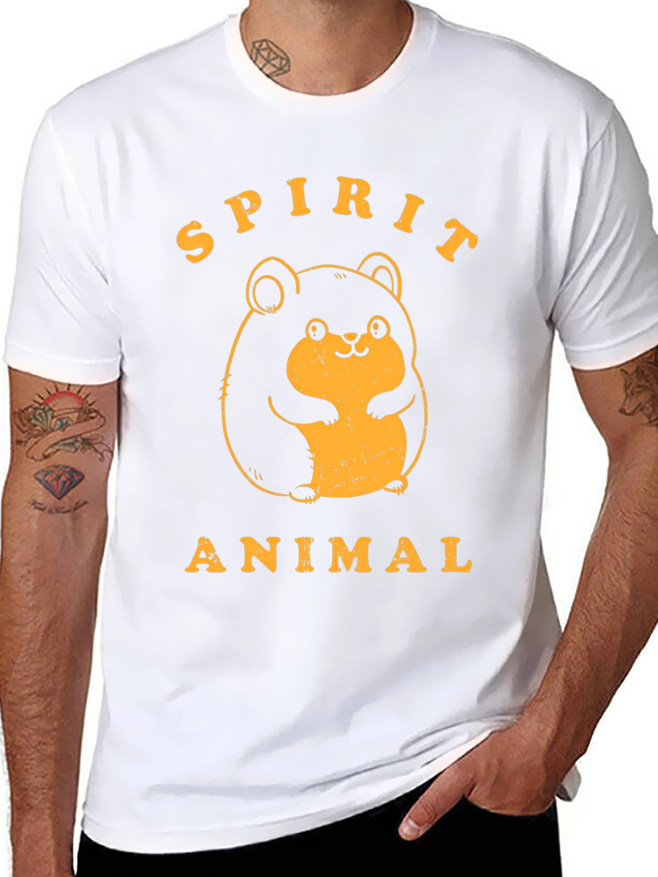 Camiseta Negra Animal Espiritual con Diseño Hamster