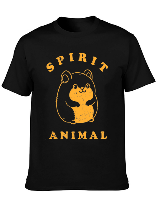 Camiseta Negra Animal Espiritual con Diseño Hamster