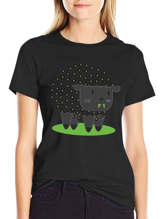 Camiseta Negra Oveja Floral Vampiro