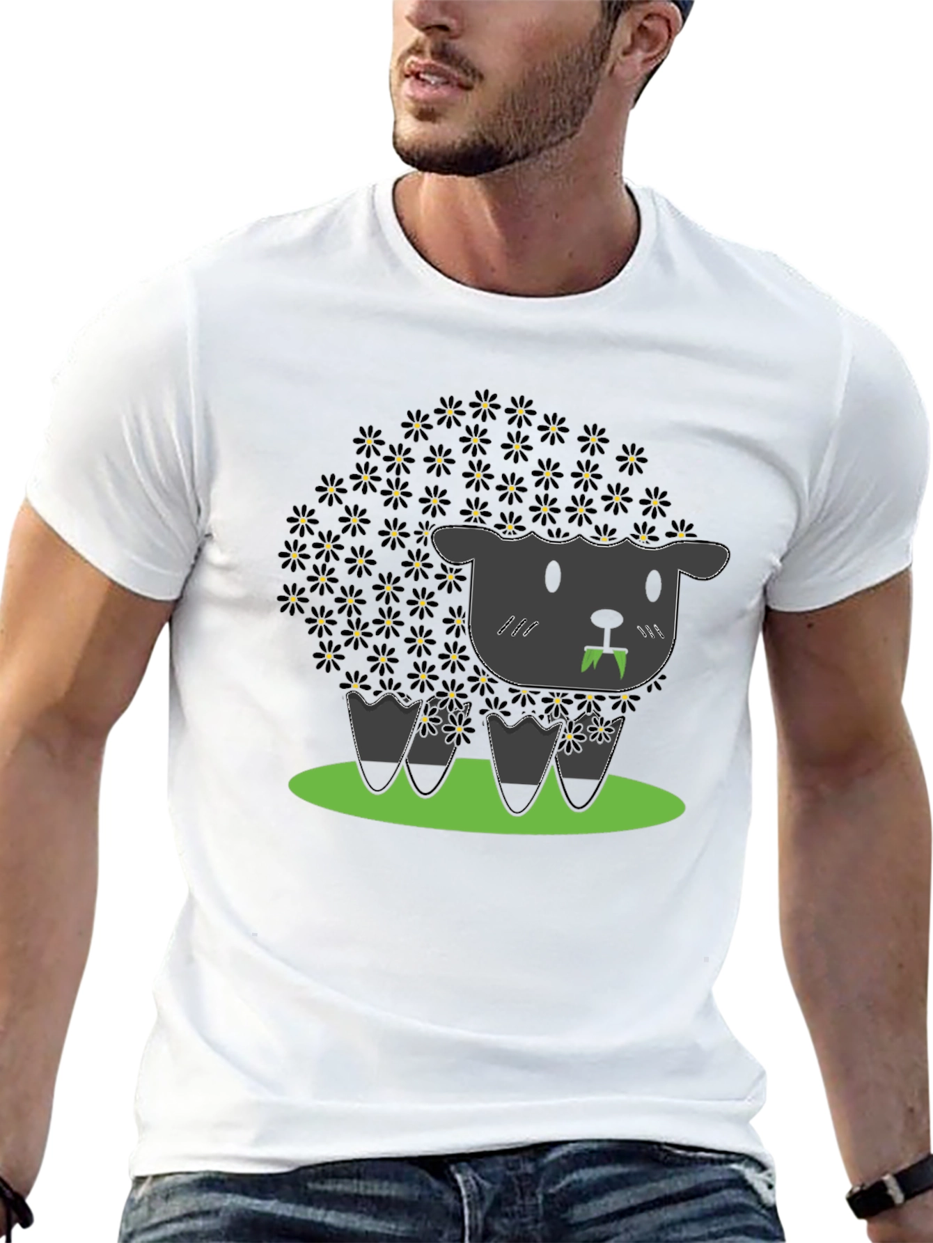 Camiseta Negra Oveja Floral Vampiro