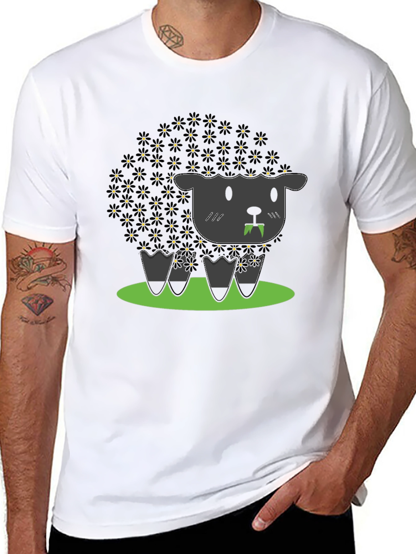 Camiseta Negra Oveja Floral Vampiro