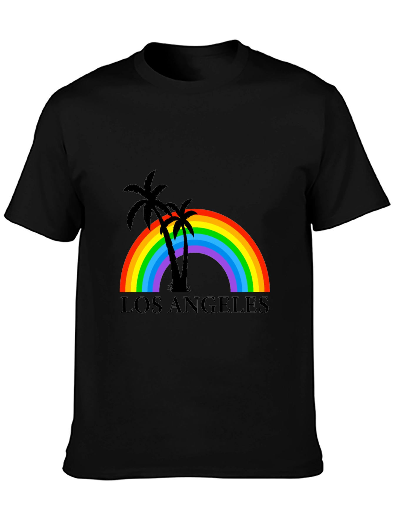 Camiseta Negra Los Ángeles Rainbow Palm