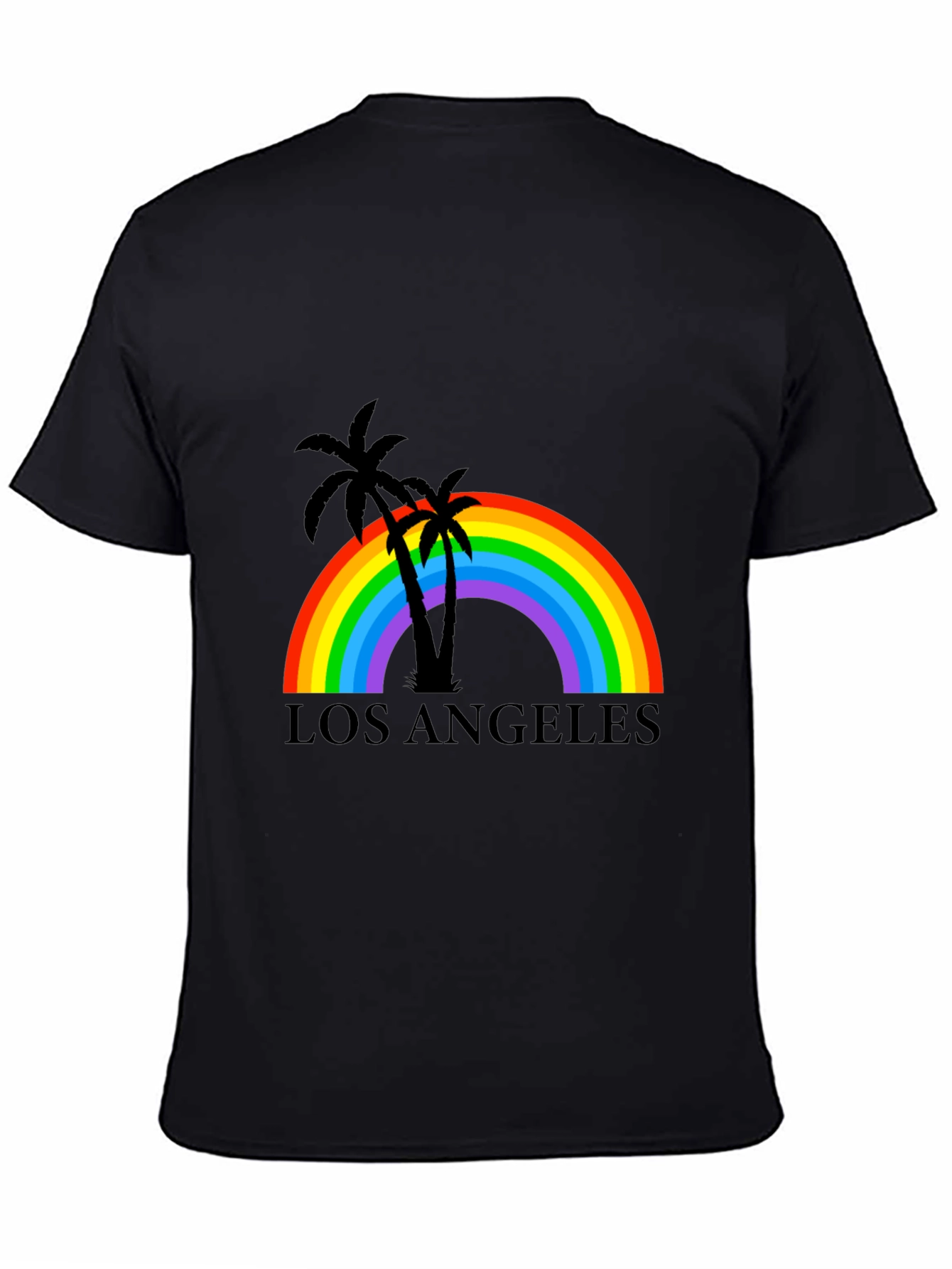 Camiseta Negra Los Ángeles Rainbow Palm