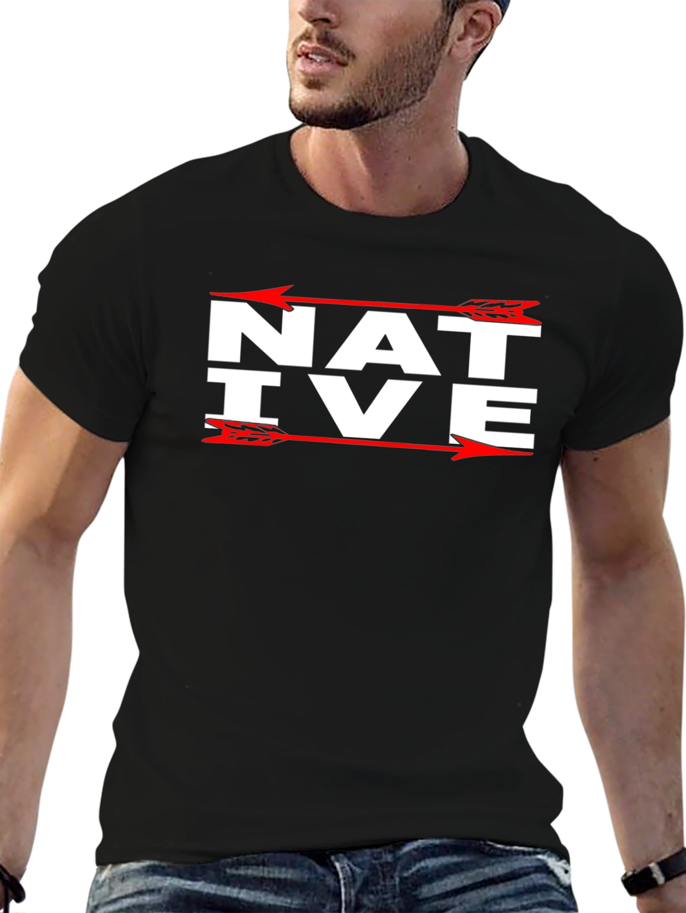 Camiseta Negra Native con Flechas Rojas