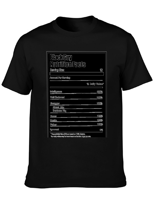 Camiseta Negra con Diseño Divertido Black Guy Nutrition Facts