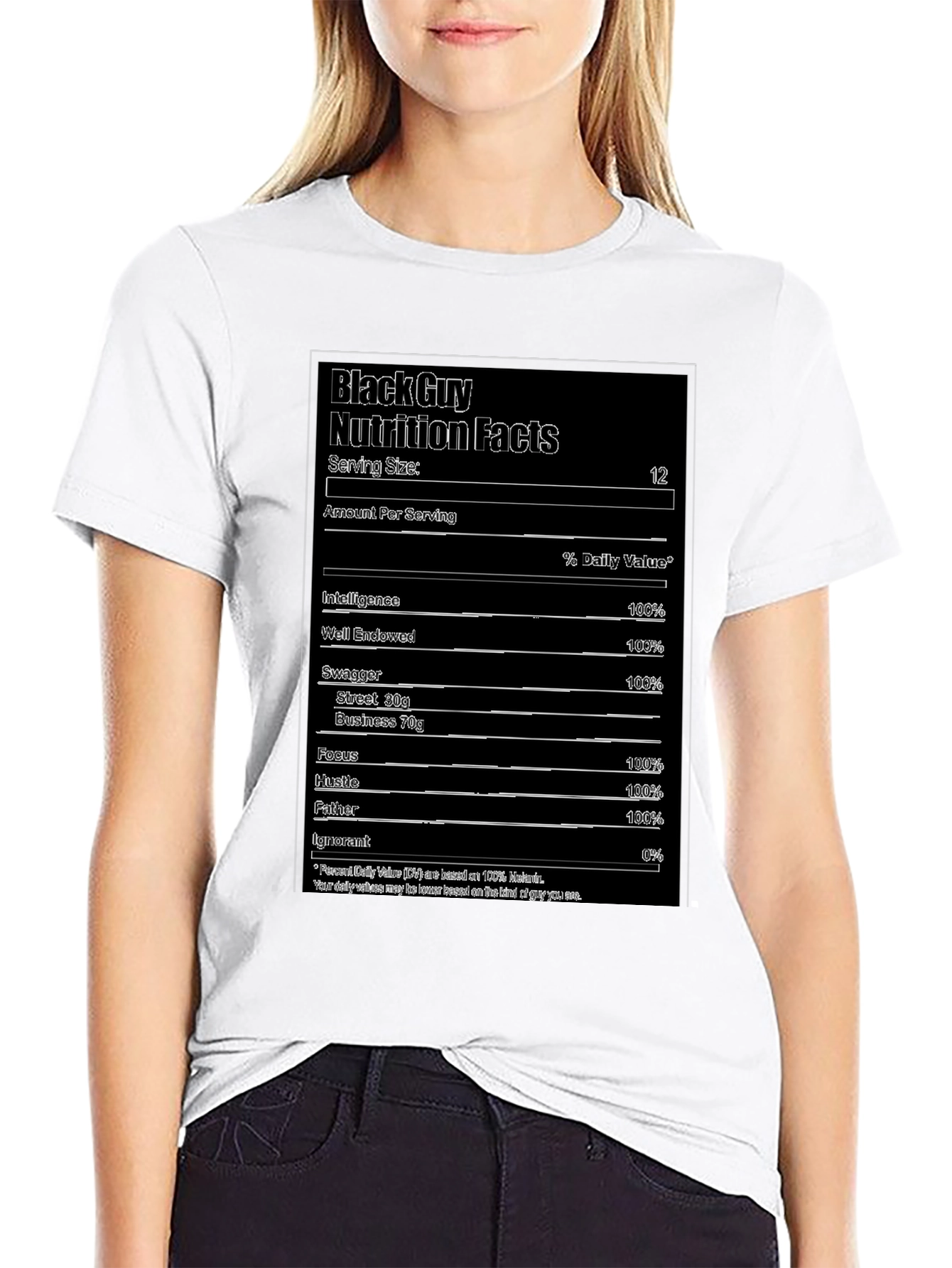 Camiseta Negra con Diseño Divertido Black Guy Nutrition Facts