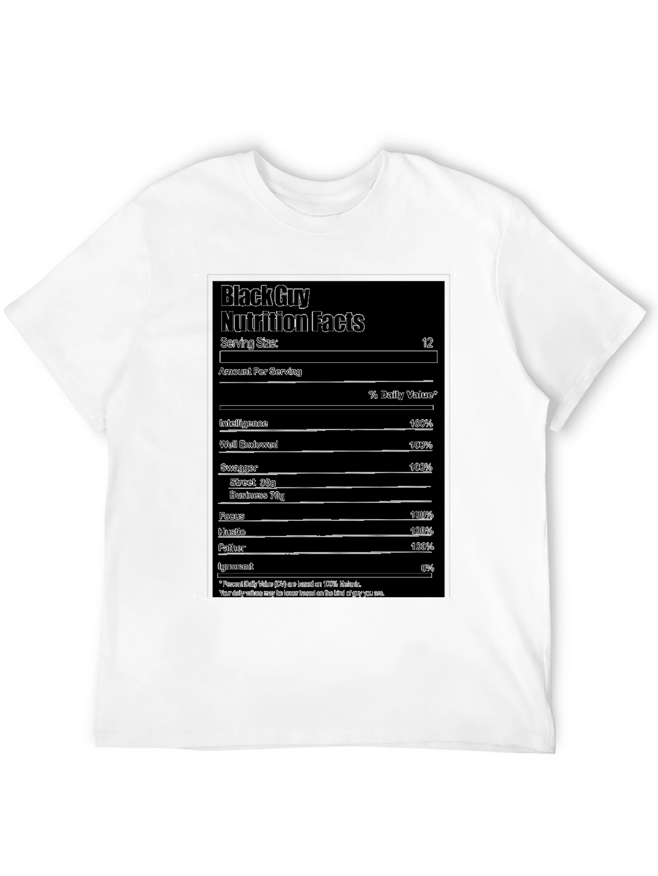Camiseta Negra con Diseño Divertido Black Guy Nutrition Facts