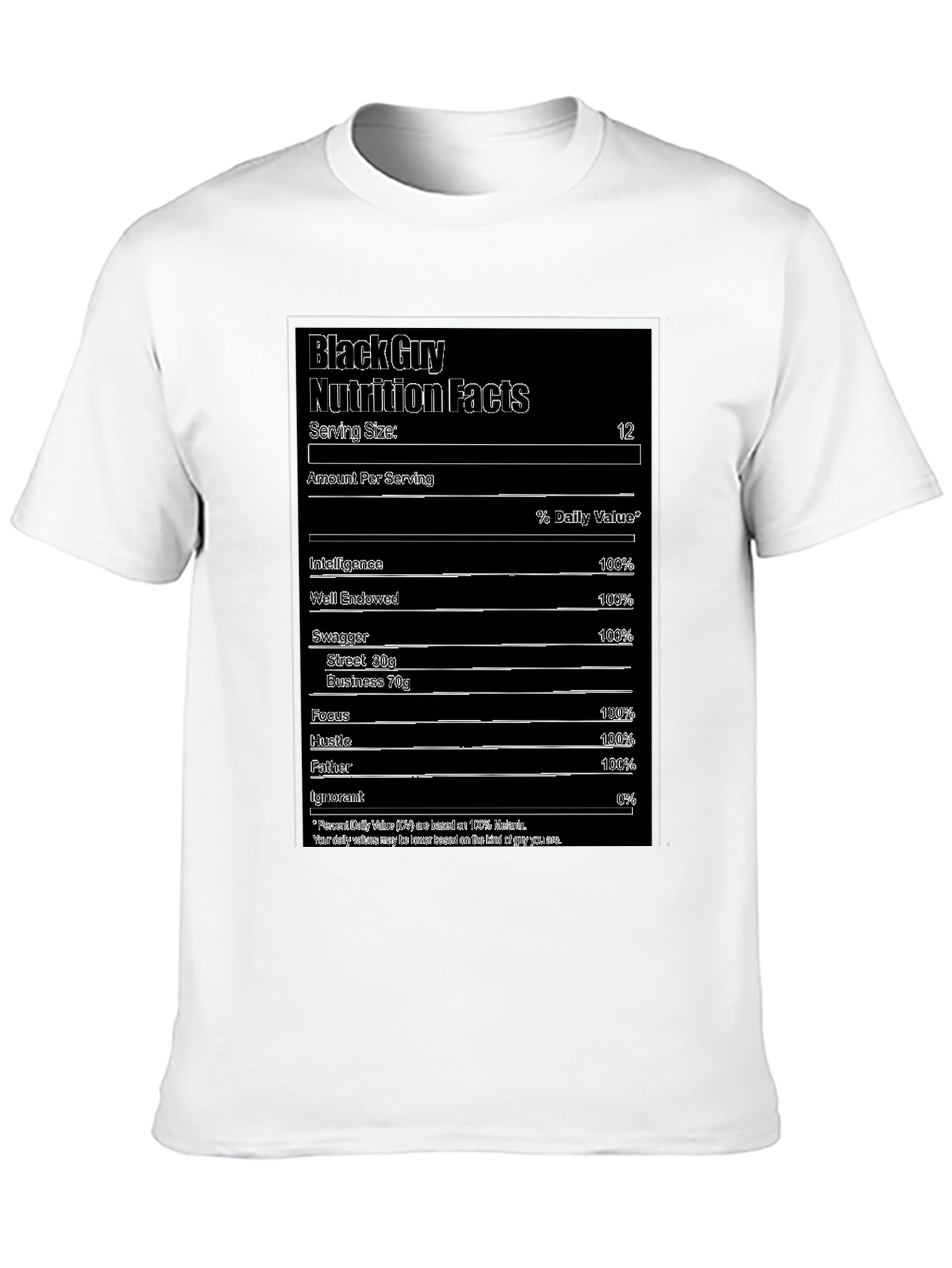 Camiseta Negra con Diseño Divertido Black Guy Nutrition Facts