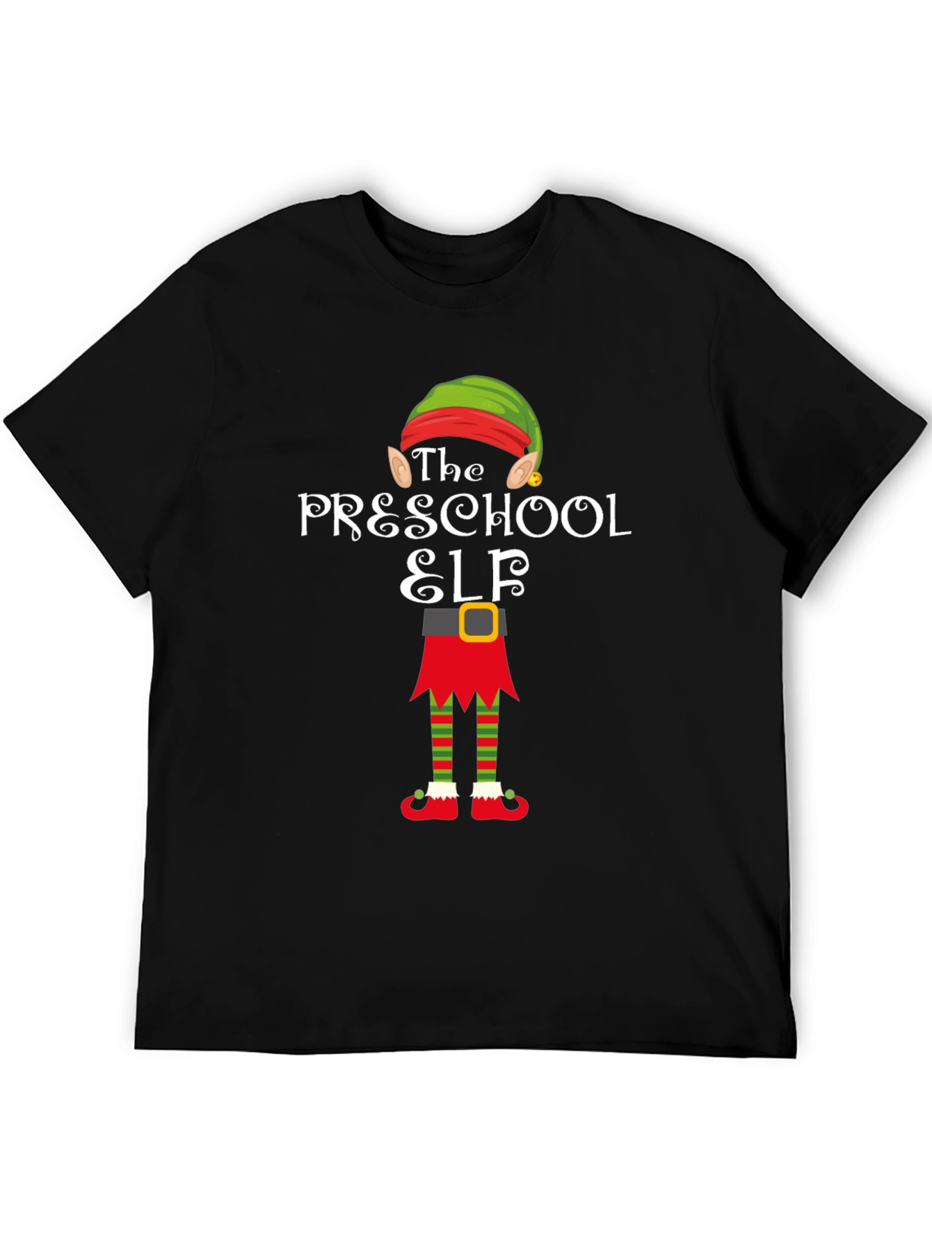 Camiseta Elfo Preescolar Negra Navideña