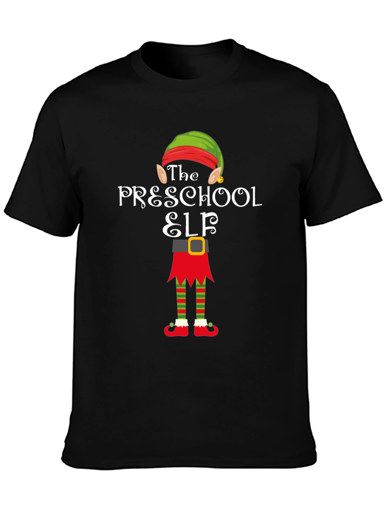 Camiseta Elfo Preescolar Negra Navideña
